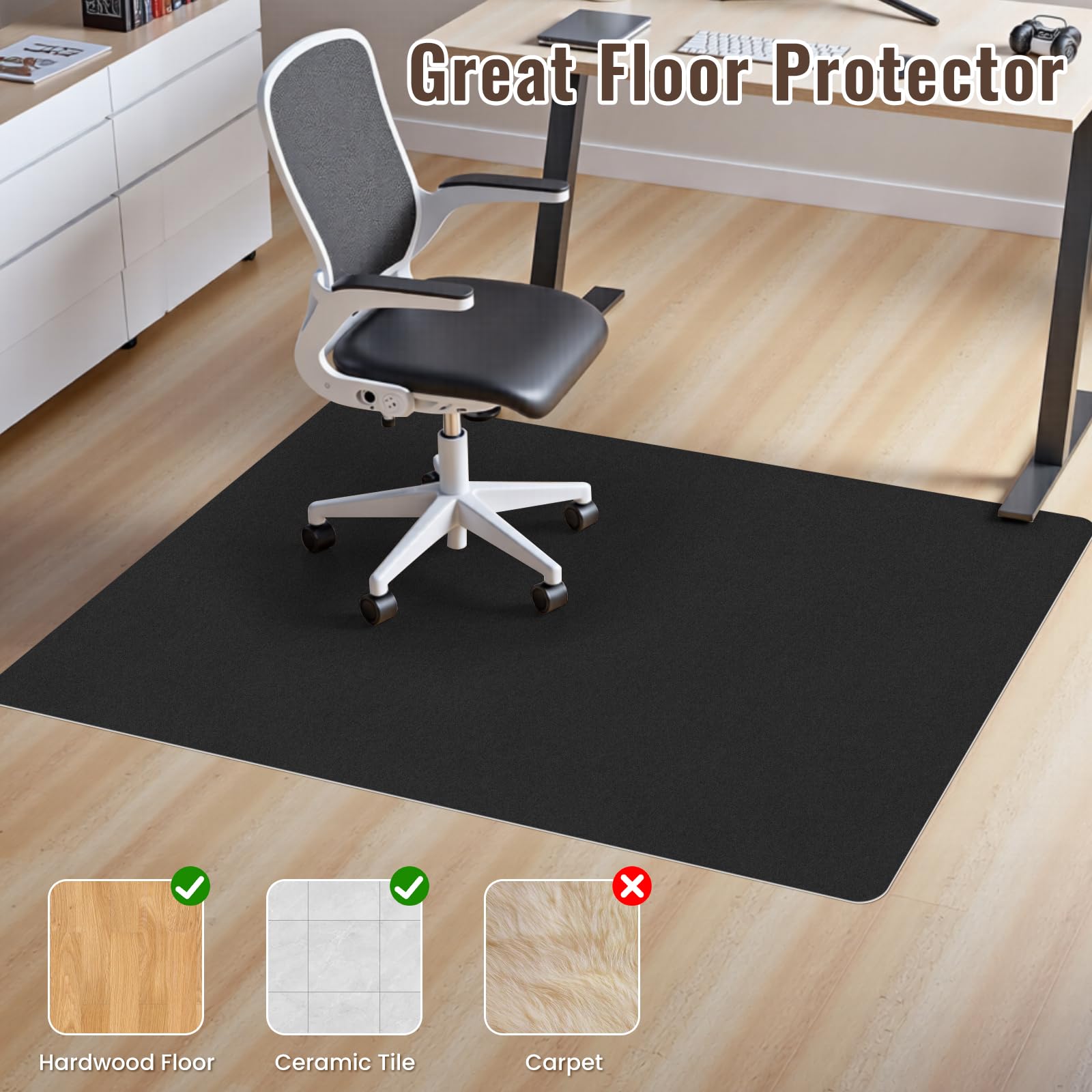 Sycoodeal Office Chair Mat for Hardwood Floor Slip Resistant Floor Mat for Office Computer Gaming Chair Heavy Duty — view 4