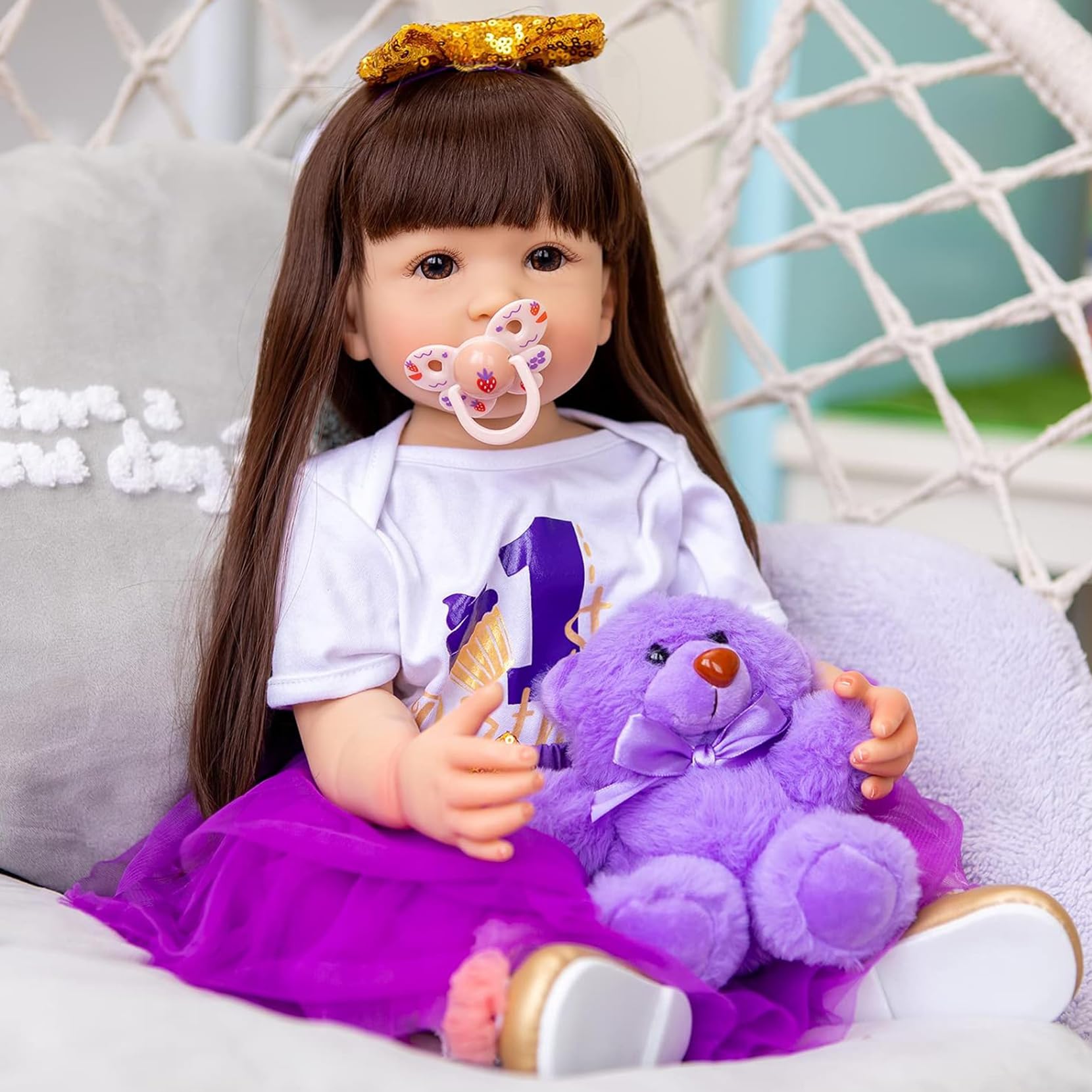 ZIYIUI Bambole Reborn Femmine 24 Pollici 60 cm Toddler Baby Doll Che Sembrano Vere - Originali in Silicone Morbido Realistico Neonato Ragazza Con Accessori