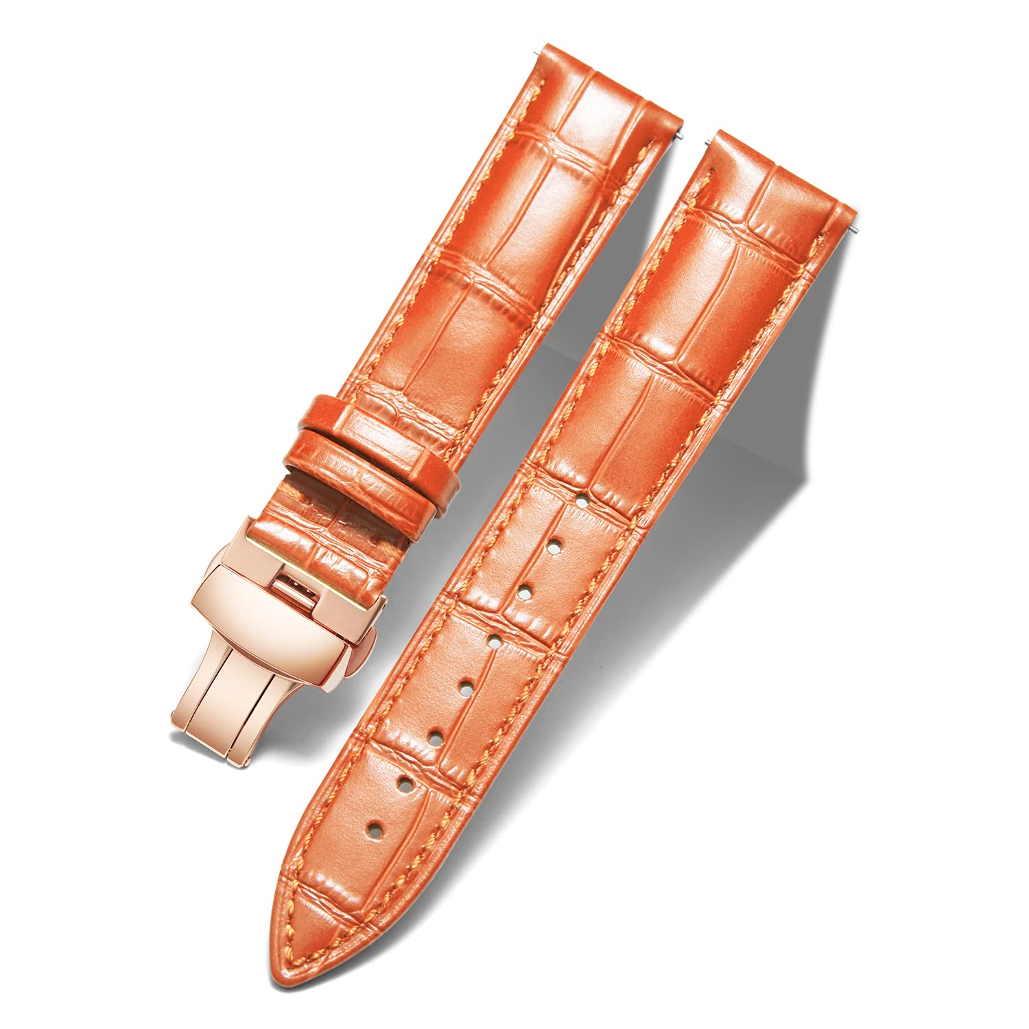 BINLUN Leather Watch Bands Replacement Alligator Pattern Watch Strap for Men Women with Silver/Gold/Rose Gold Butterfly Deployment Buckle 12mm 13mm 14mm 16mm 17mm 18mm 19mm 20mm 21mm 22mm 23mm 24mm — view 33
