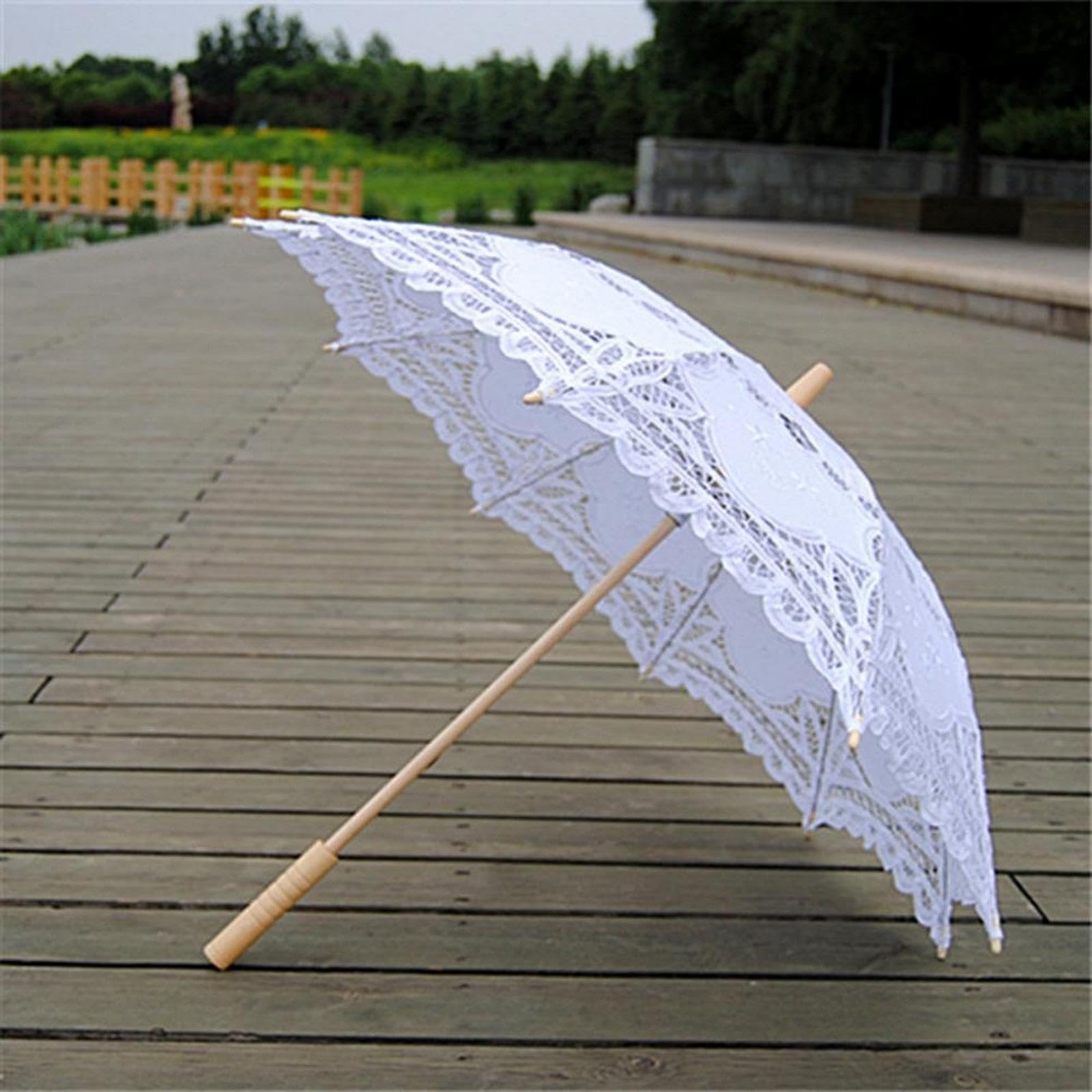 NOGRAX Regenschirm Stickerei Spitze Sonnenschirm Regenschirm Hochzeit Dekoration Foto Prop Vintage Handwerk Spitze Regenschirm Anti-Uv Sonnenschirm