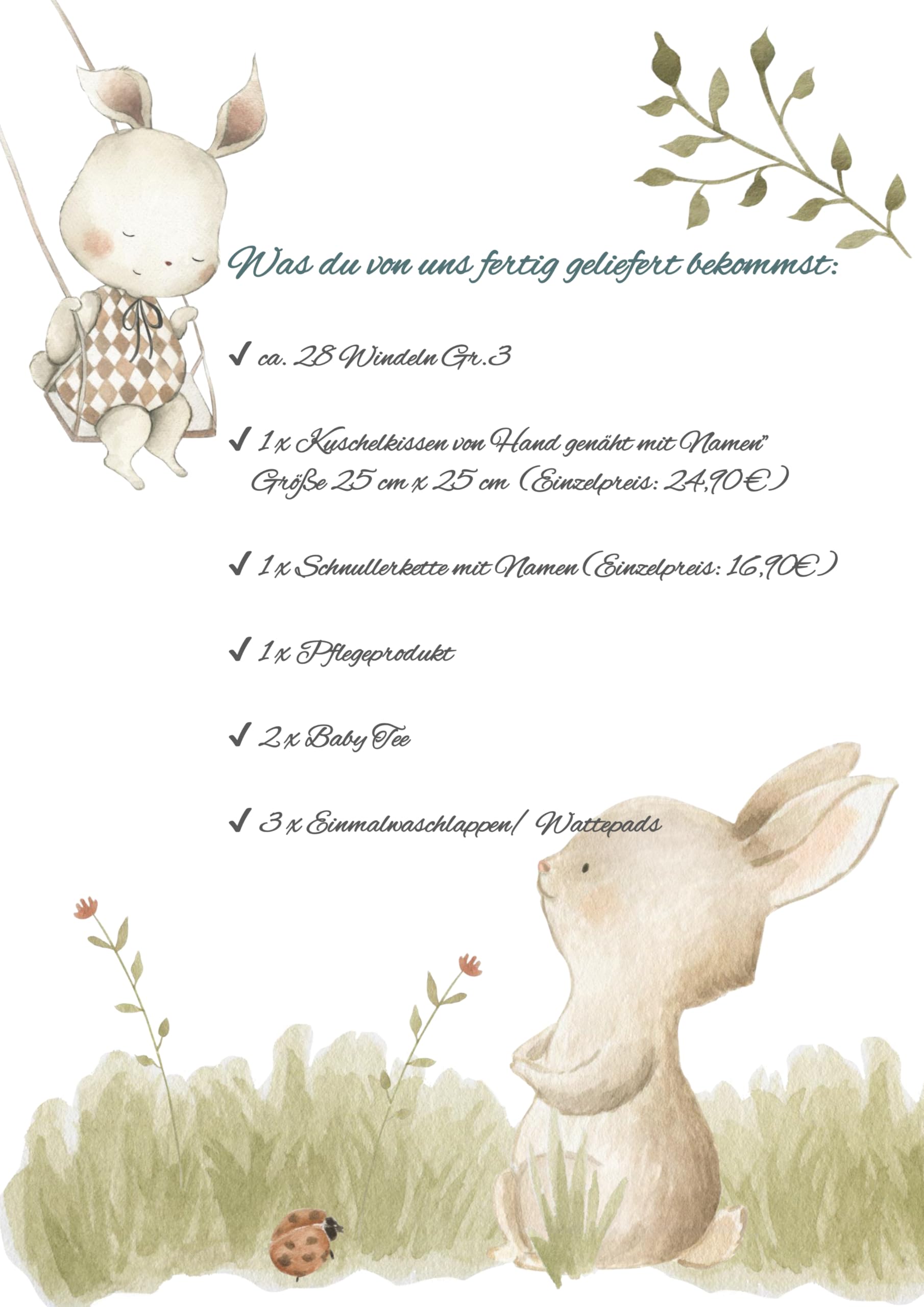 Windeltorte mit Name - Kuschelkissen Giraffe Zebra I Geschenk, Babyparty, Geburt oder Taufe + auf Wunsch, gratis Grußkärtchen