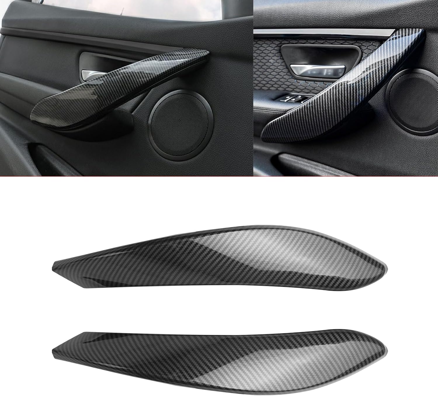 x xotic tech Car Door Handle Outer Cover Compatible with BMW 3 Series F30/F31/F34/F80 2012-2018, 4 Series F32/F33/F36/F82/F83 2014-2017, Carbon Fiber Pattern Side Door Handle Cover (2PCS)
