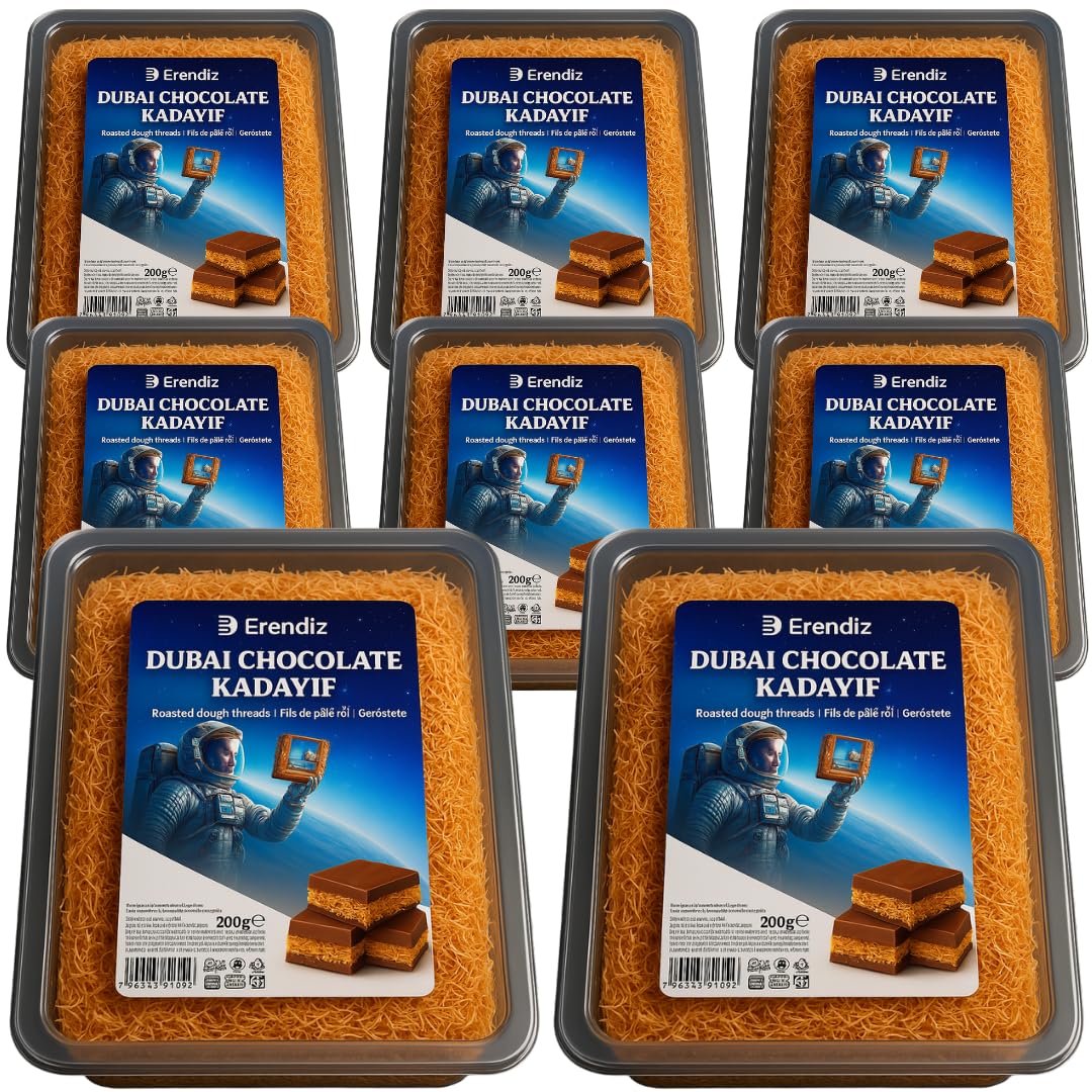 Pufai, Cheveux d'ange Kadayif croustillants et grillés (fils de pâte) - Idéal pour le chocolat Dubaï, comme garniture de céréales - Yaourt, 200 grammes, 8
