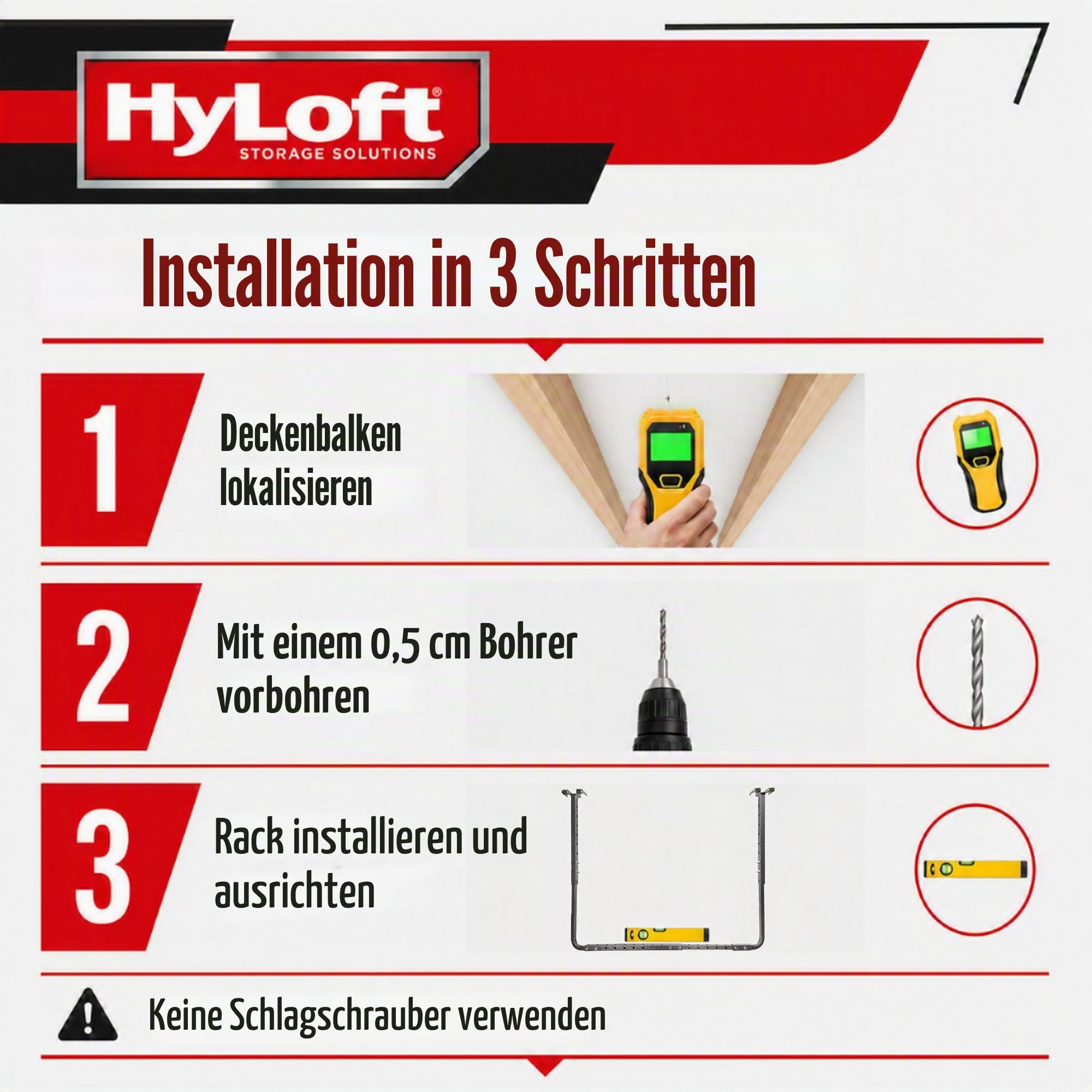 HyLoft 80844-10 86,4 x 66 cm Verstellbare Garagen-Deckenhalterung Lagerregal Kit – Hammertone