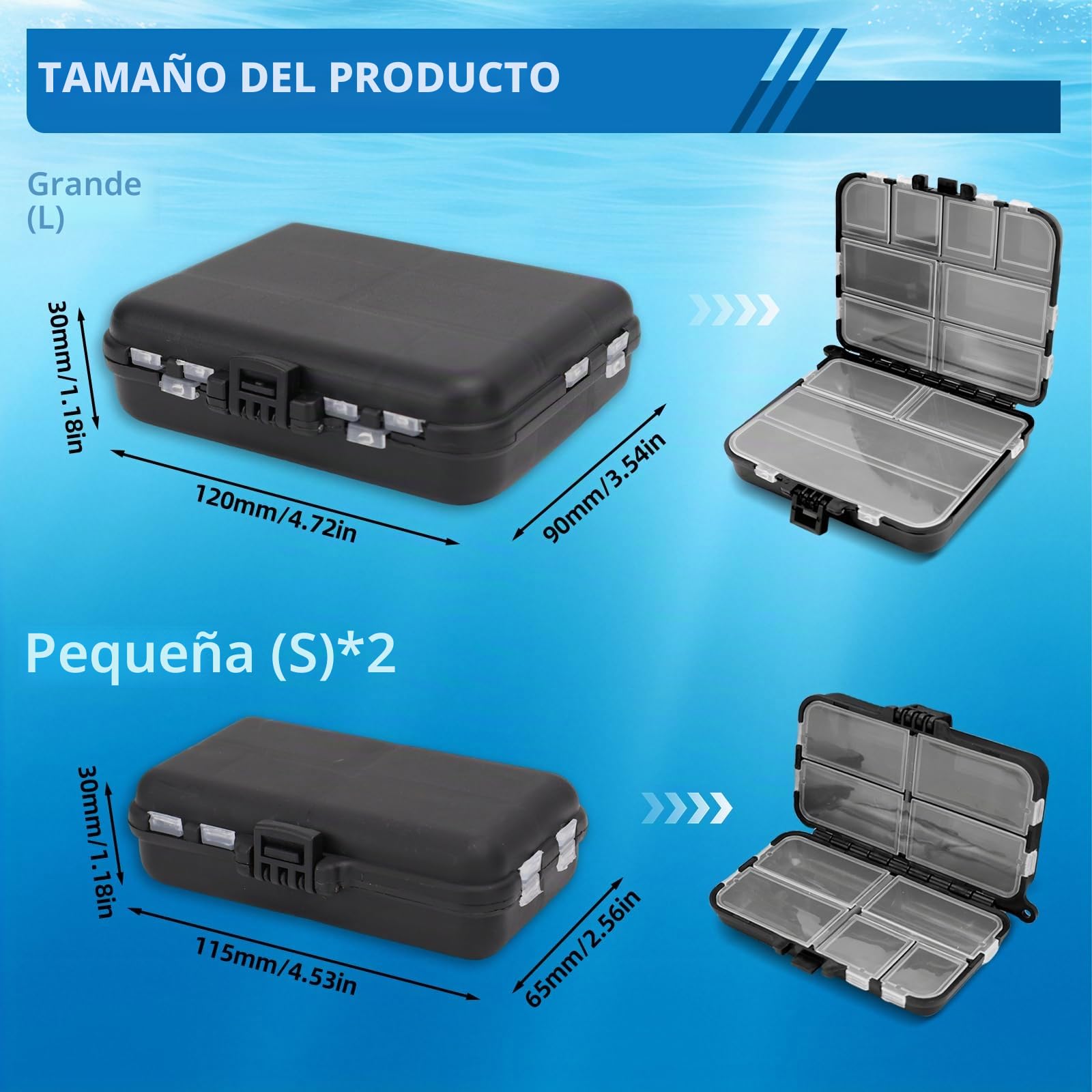 KOUHA 3 Piezas Cajas para Aparejos de Pesca Caja Pesca Doble Capa Caja de Aparejos para Señuelos Pescas para Accesorios Ganchos de Pesca, Señuelos, Aparejos Caja Aaccesorios Pesca