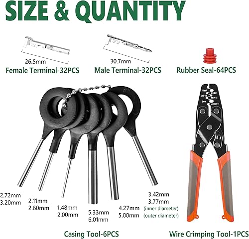Vista 17 de Kikerike 286 piezas 25 kits de conectores eléctricos automotrices impermeables 2 pines macho y hembra 22-14AWG arnés de cables conector de bujía Kit