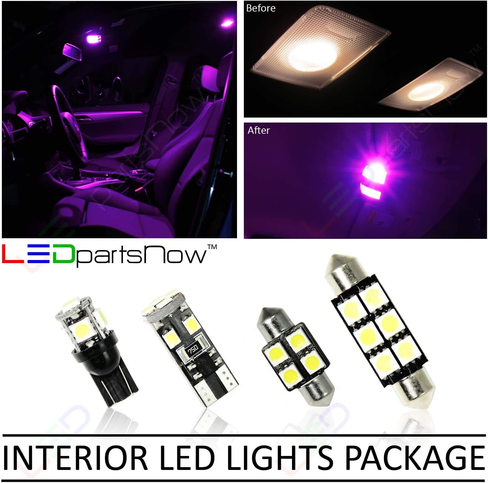 LEDpartsNow Interior LED Lights Replacement for 20072014 Infiniti G35 G37 Sedan