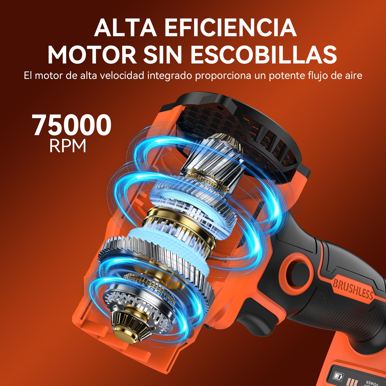 Soplador de Hojas, Mini Soplador con Baterías de 5200 mAh y Cargador, Potente Motor sin escobillas, Velocidad del Aire MAX 200 km/h, Control De Velocidad Variable