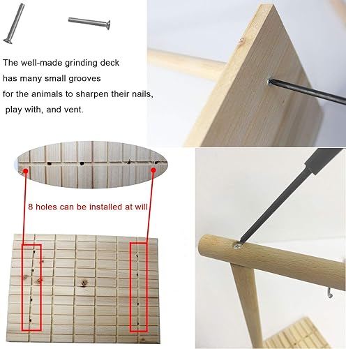 Miniatura 7 de Hamiledyi Cojín de madera para patas de conejo, juguete para masticar conejo, patas de molienda de dientes, juguete giratorio para mascotas, para