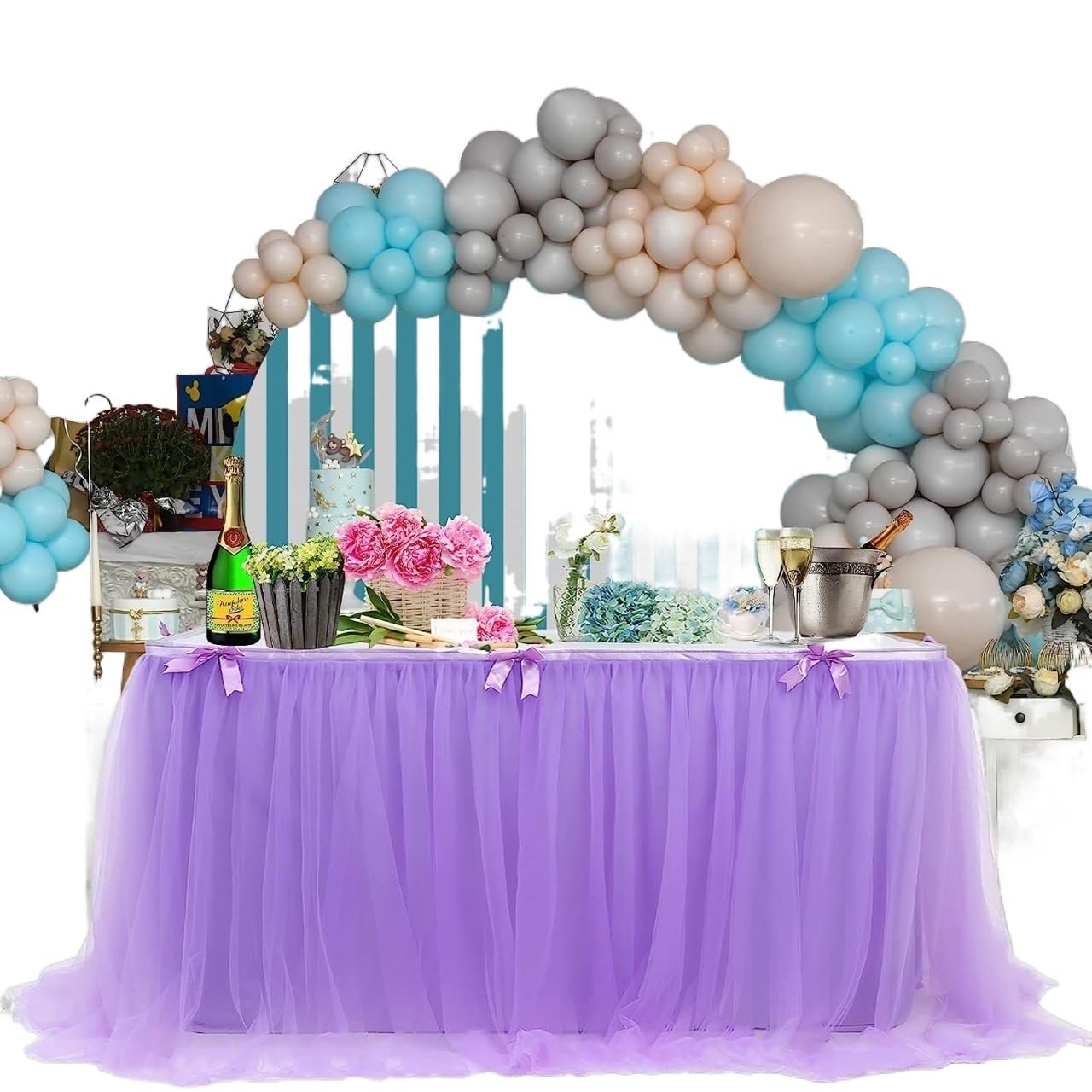 Jupe De Table Plissée En Polyester Pour Table Rectangulaire, Jupe De Nappe à Volants Pour