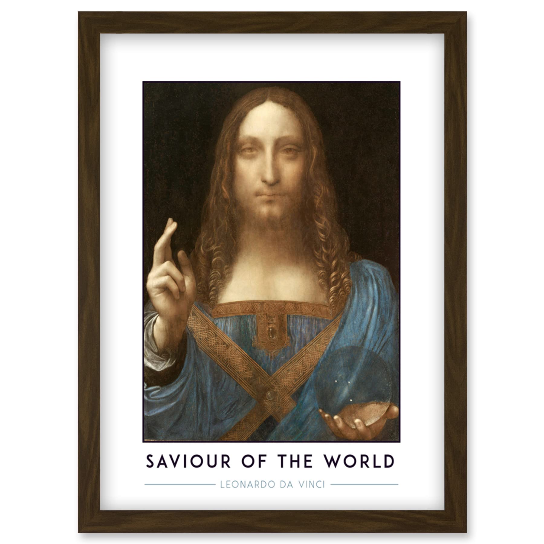 Wee Blue Coo Leonardo Da Vinci Saviour Of The World Salvator Mundi Painting Artwork Framed Wall Art Print A4