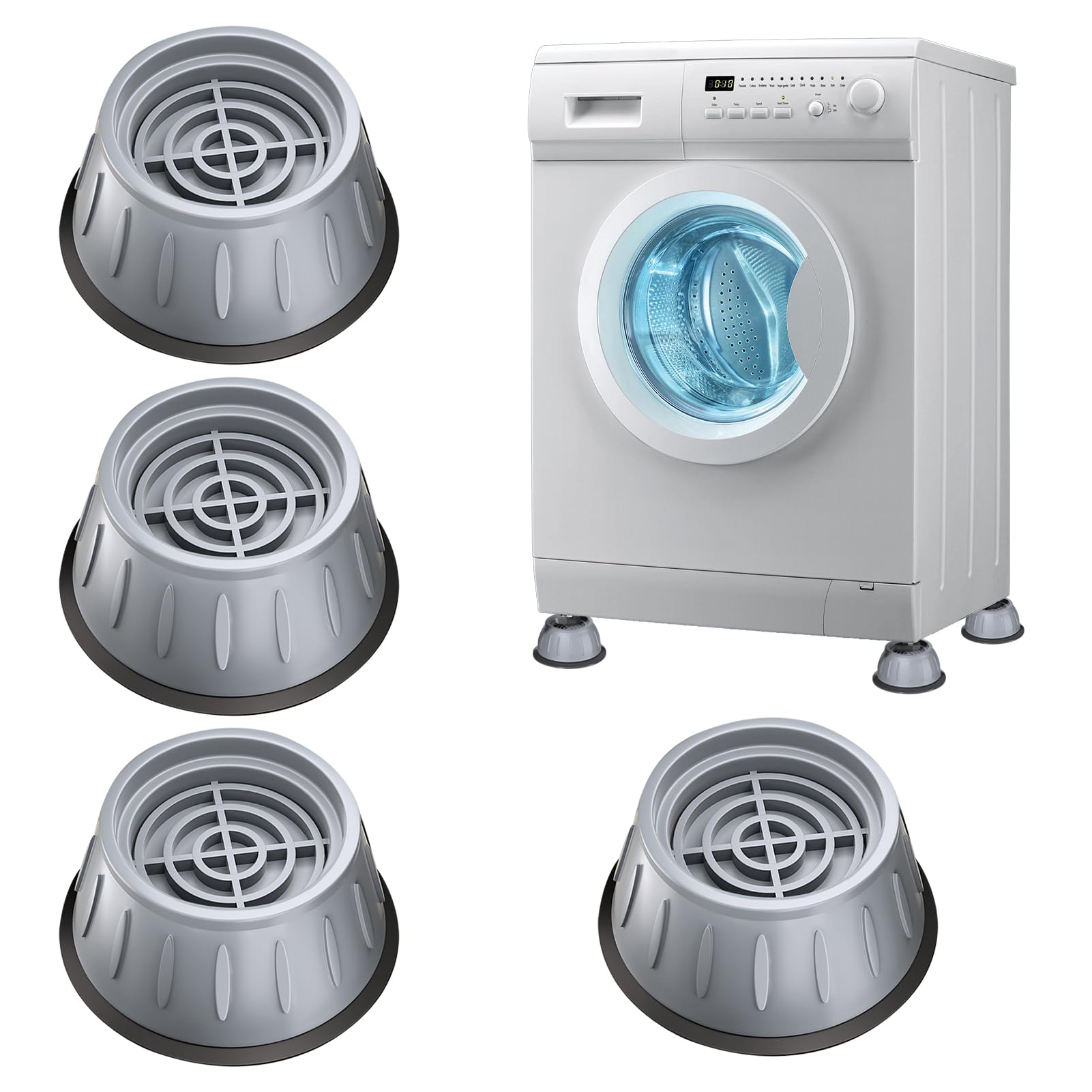 4 Stück Anti-Vibrations-Füße und 1 Haarfänger für Waschmaschinen, Waschmaschine Füße Pad, Universal Waschmaschine Fußpolster Antirutschmatte, Schwingungsdämpfer Waschmaschine Fußpolster