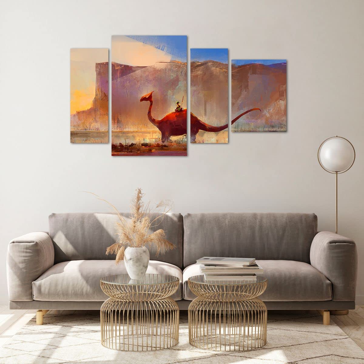 Cuadro sobre Vidrio 120x70cm Moderno Tríptico Infantil Fantasy - 3932 | Imaginación Cuento de hadas Historia Cuadro Decorativo Arte mural Dormitorio Cuadros de Pared Impresión en Cristal ARTTOR