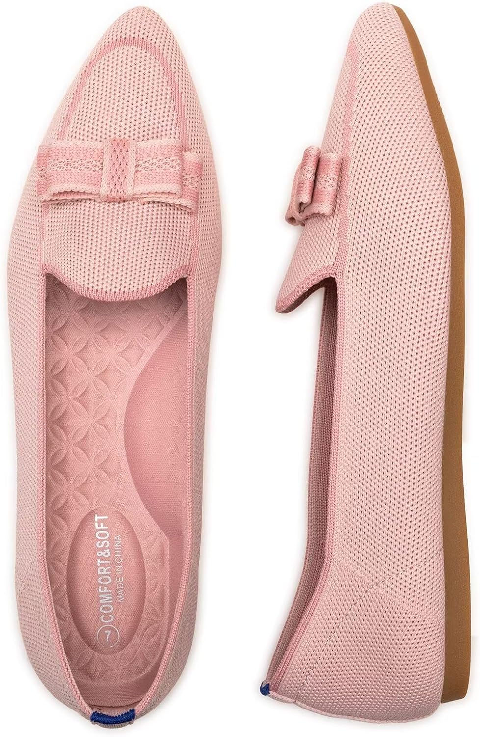BEJINASH Women's Loafer Flats Casual Knit Fabric Lightweight Dressy Shoes Washable Elegant Pointed-Toe lace-up Bow Shoes Comfortable Ballet Shoes for Women Perfect for Daily - Image 4
