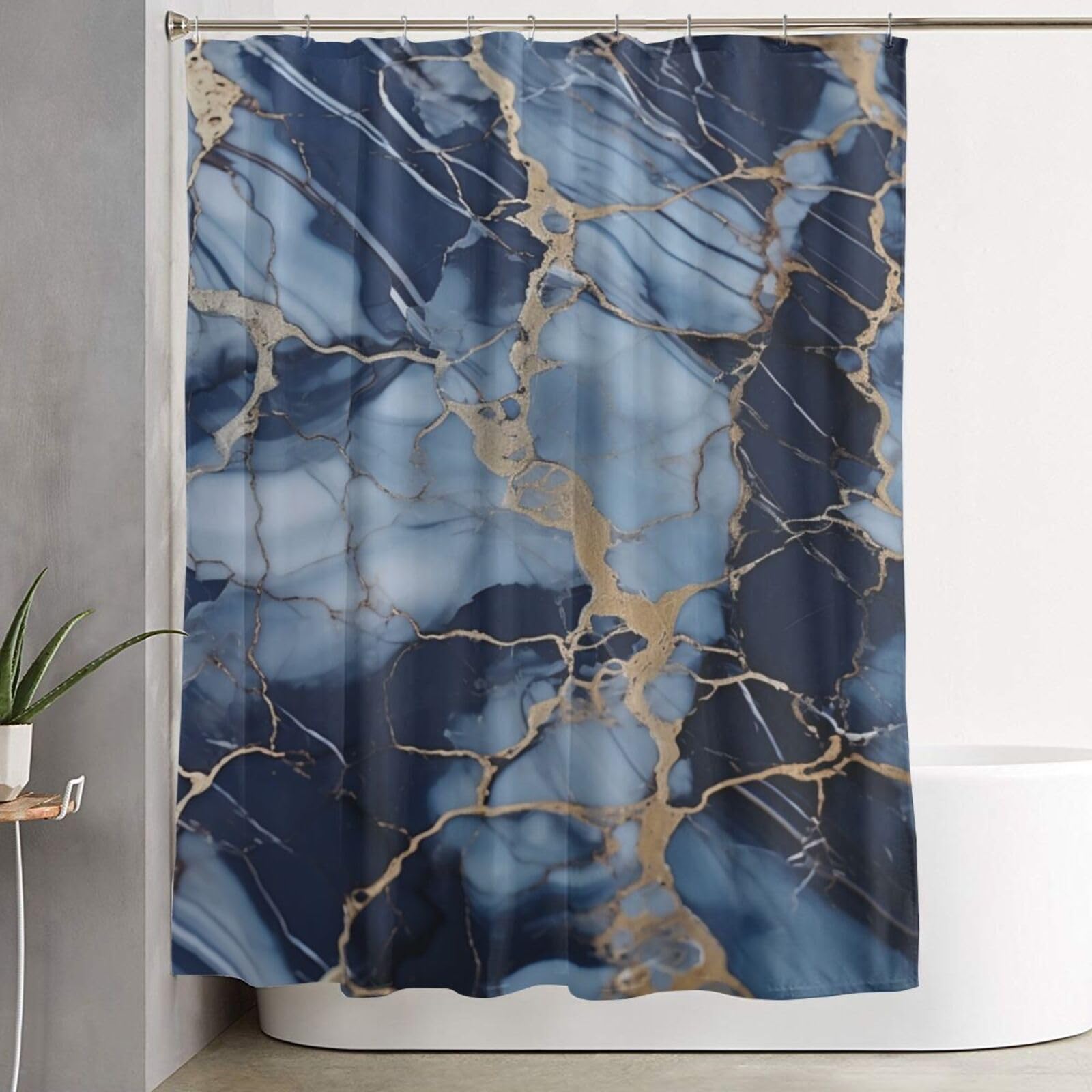 Rideau de douche imperméable motif marbre chic 182 x 152 cm avec 12 crochets