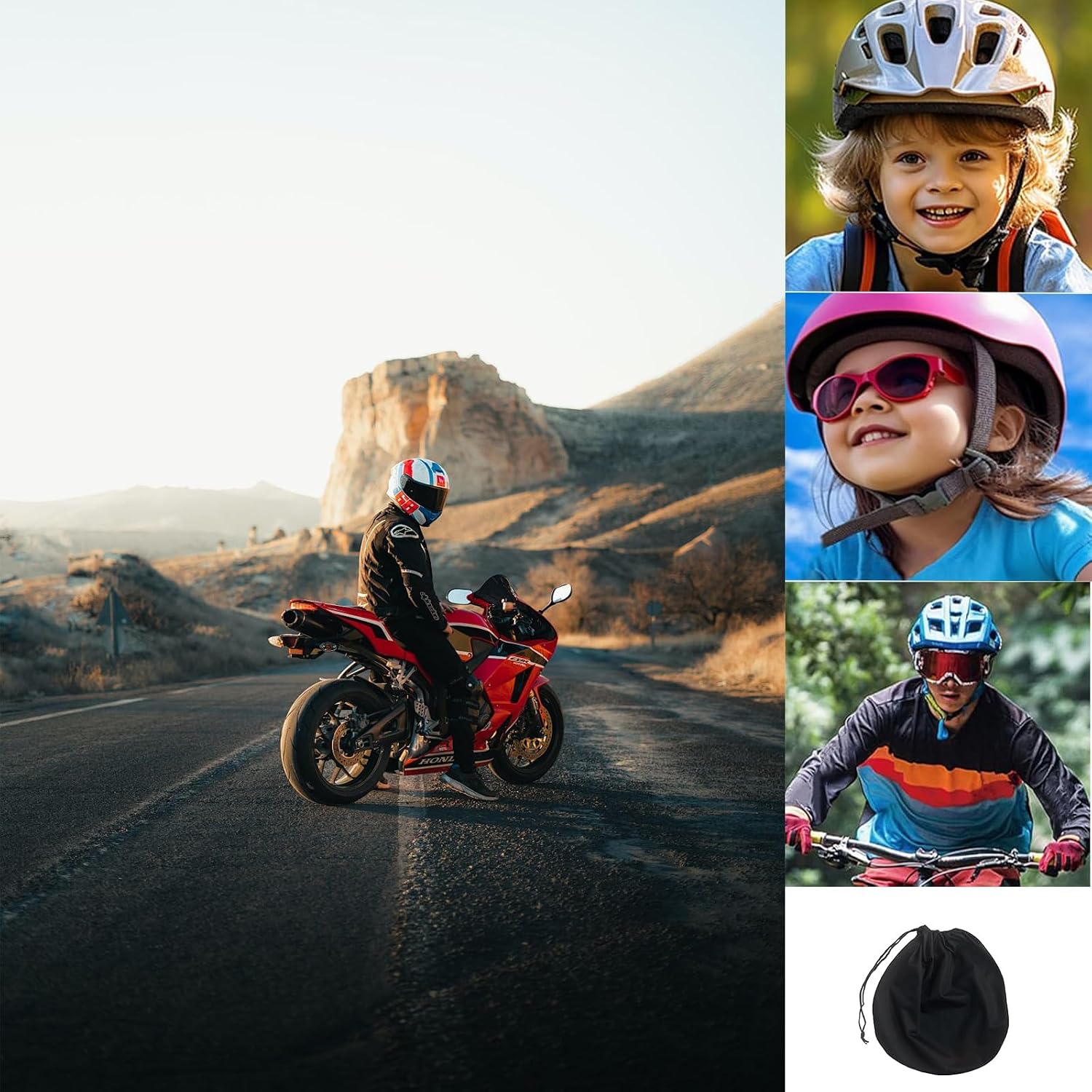 1 Pack Helmet Bag, Motorbike Helmet Bag -Made of Durable Polyester Fleece for Protection and Portability