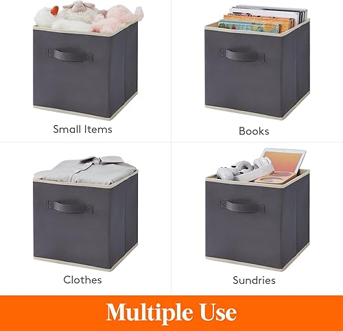 Miniatura 4 de Lifewit Paquete de 12 cubos de almacenamiento, cubos de almacenamiento de 11 pulgadas, canastas de almacenamiento plegables de tela decorativa para