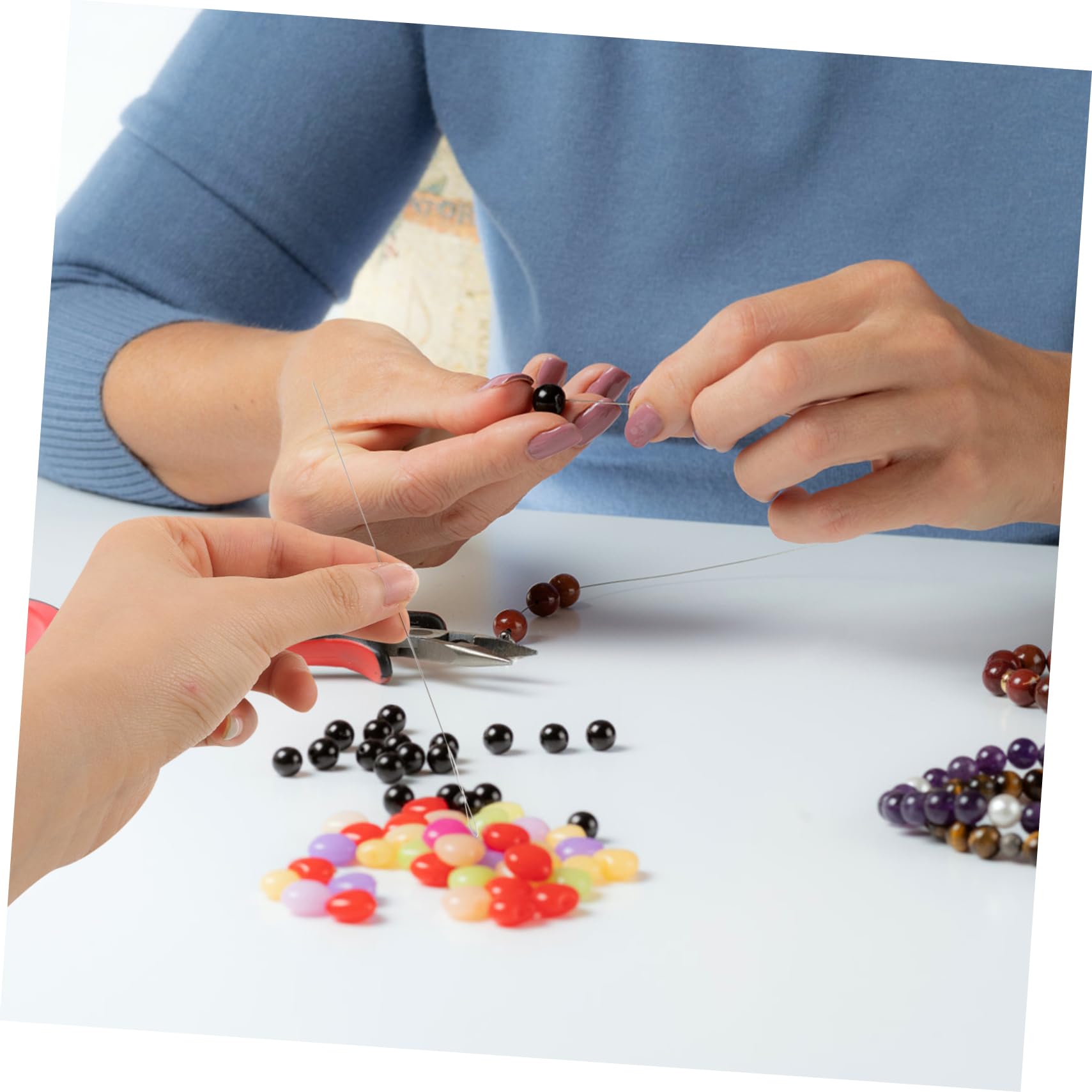 HOODANCOS Beading Needle Tool 12pcs Large Eye Beading Needles Stainless Steel Plastic Easy to Use for DIY Jewelry