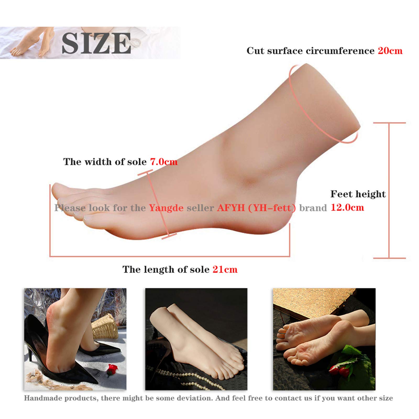 ZUZIS Weibliche Fußmodell, 1 Paar realistischer Silikon-Mannequin-Fuß aus weiblichem Fuß im Maßstab 1: 1 für Schuhsocken-Fuß-Display-Modell