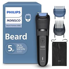 Norelco Philips 100 Waterproof Beard Trimmer 3000 Series with Self-Sharpening Blades 40 Adjustable Beard Trimmer Length Settings Two