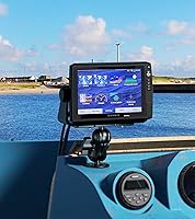 Vista 4 de Soporte de buscador de peces de aleación de aluminio con placa rectangular de bola de 1.5 pulgadas y base redonda, brazo corto de 3.5 pulgadas