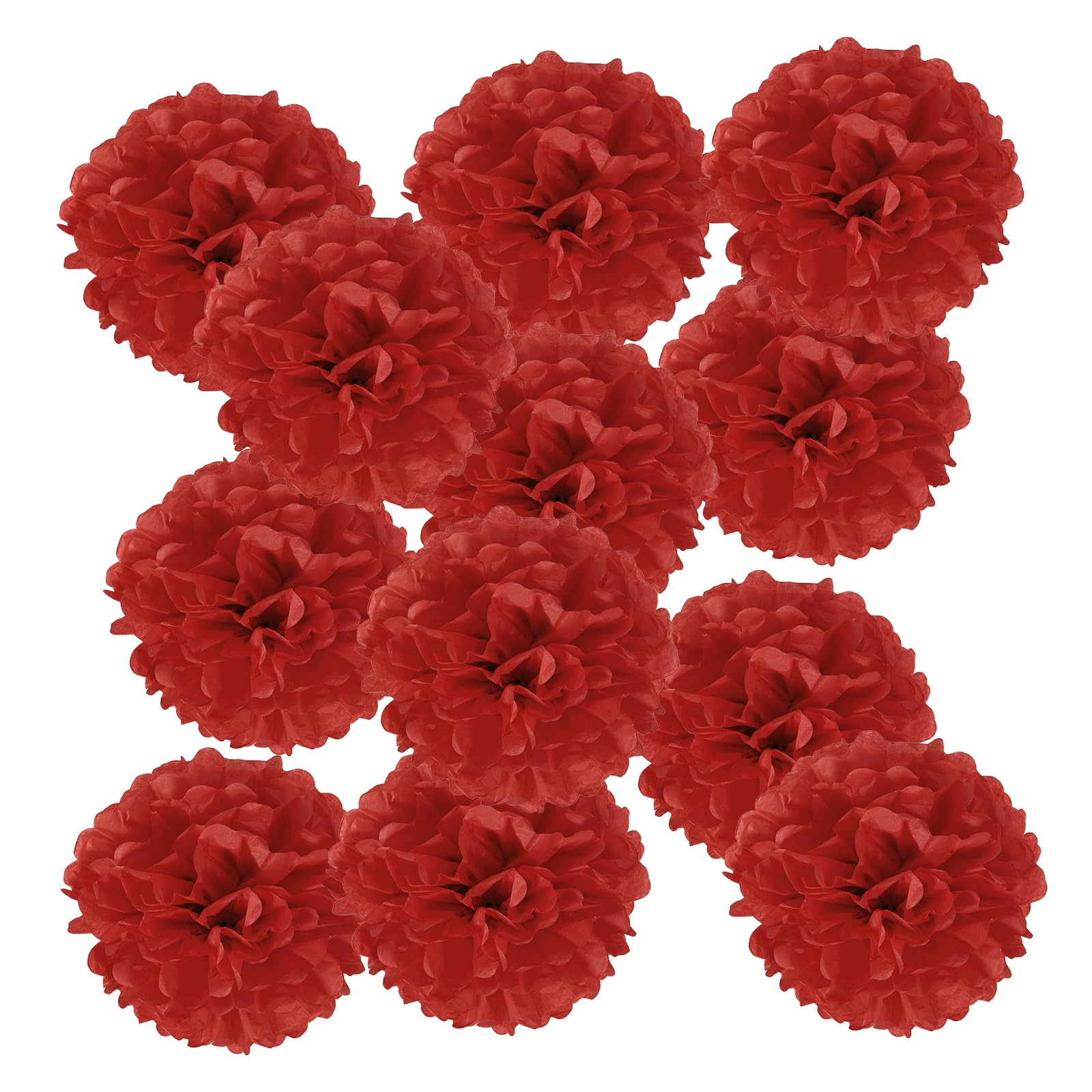 PATIKIL 12inch Tissue Paper Pom Poms, 12PCS Pom Poms Paper Flowers Ball Tissue Paper Flowers for Wedding Bridal Shower Birthday Bachelorette Party Backdrop Decoration, Red โ image 1
