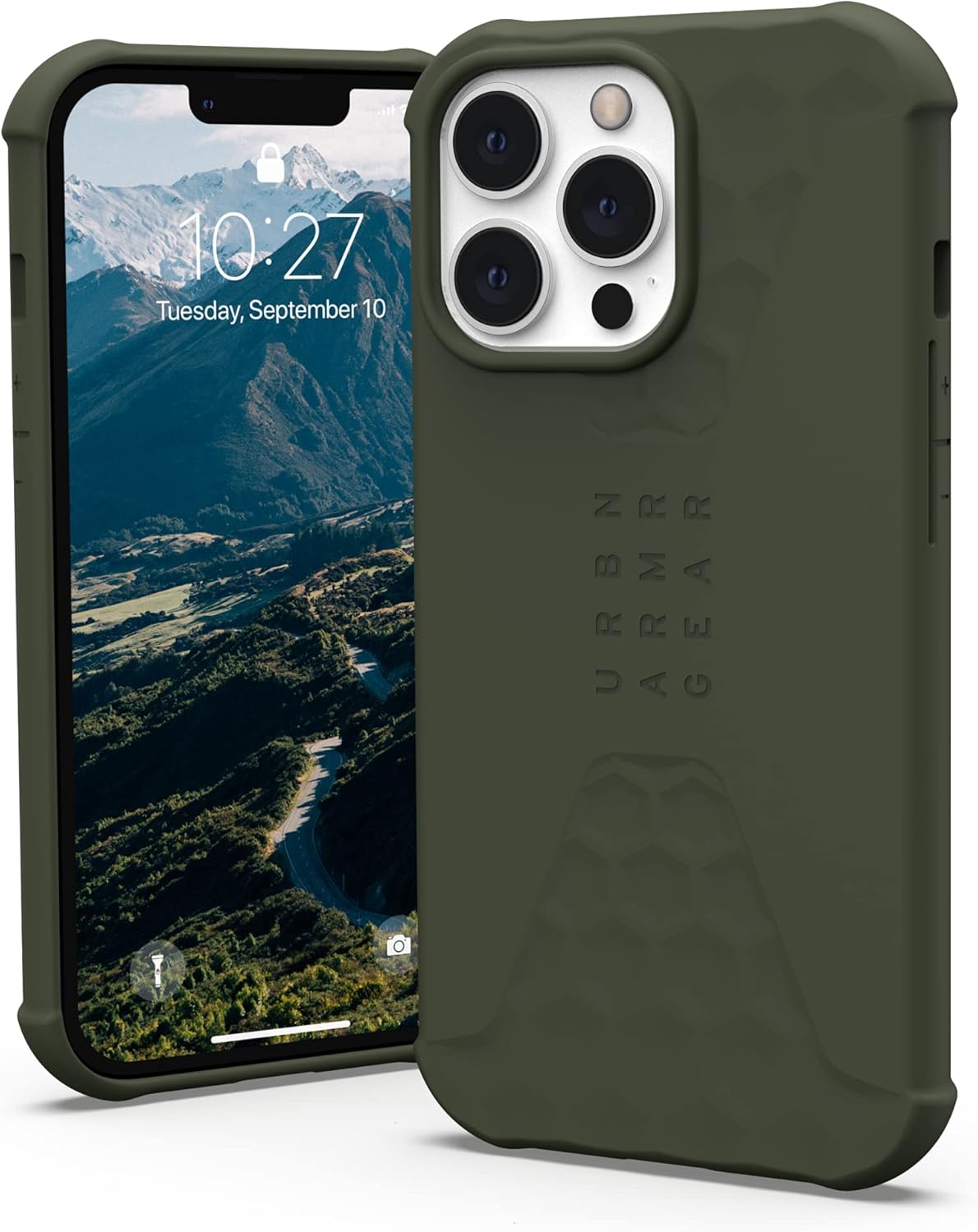 URBAN ARMOR GEAR UAG Designed for iPhone 13 Pro Case Green Olive Ultra-Thin Shock-Absorbent Sleek Smooth Soft Touch Silicone Standard Issue Protective Cover, [6.1 inch Screen]