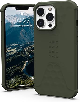 URBAN ARMOR GEAR UAG Designed for iPhone 13 Pro Case Green Olive Ultra-Thin Shock-Absorbent Sleek Smooth Soft Touch Silicone Standard Issue Protective Cover, [6.1 inch Screen]
