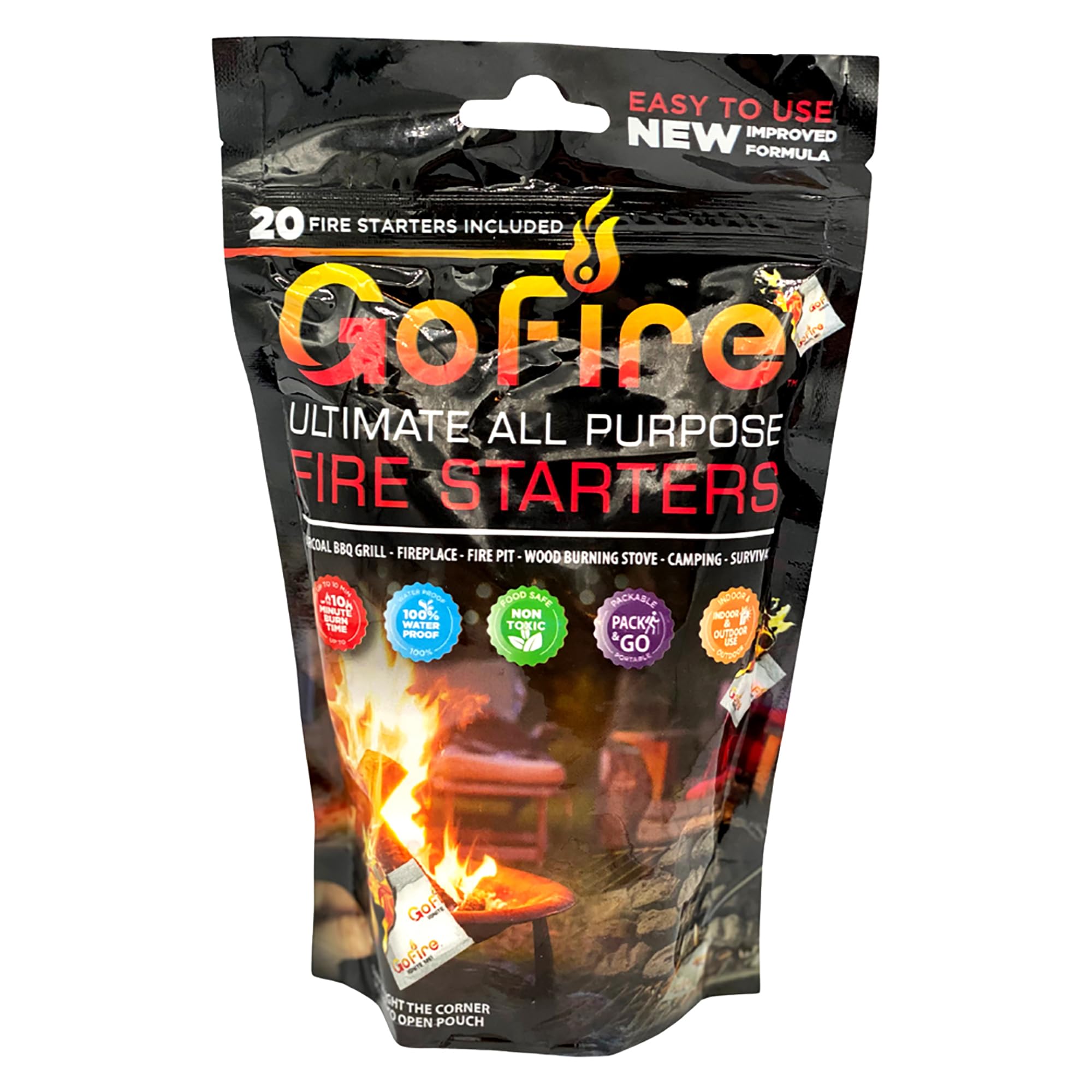 GOFIREGOFIRE: Ultimate All Purpose Fire Starters - 20 Pack - Non-Toxic, Weather-Proof Indoor & Outdoor Use, Earth-Friendly, for Campfires, Fireplaces & More
