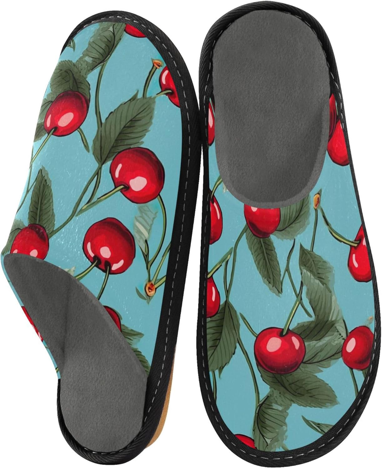 Cherry Fruit House Slippers – Cozy Fuzzy Slippers for Guests, Washable & Disposable, Perfect for Shoeless Home, Spa & Hotel Use A110273