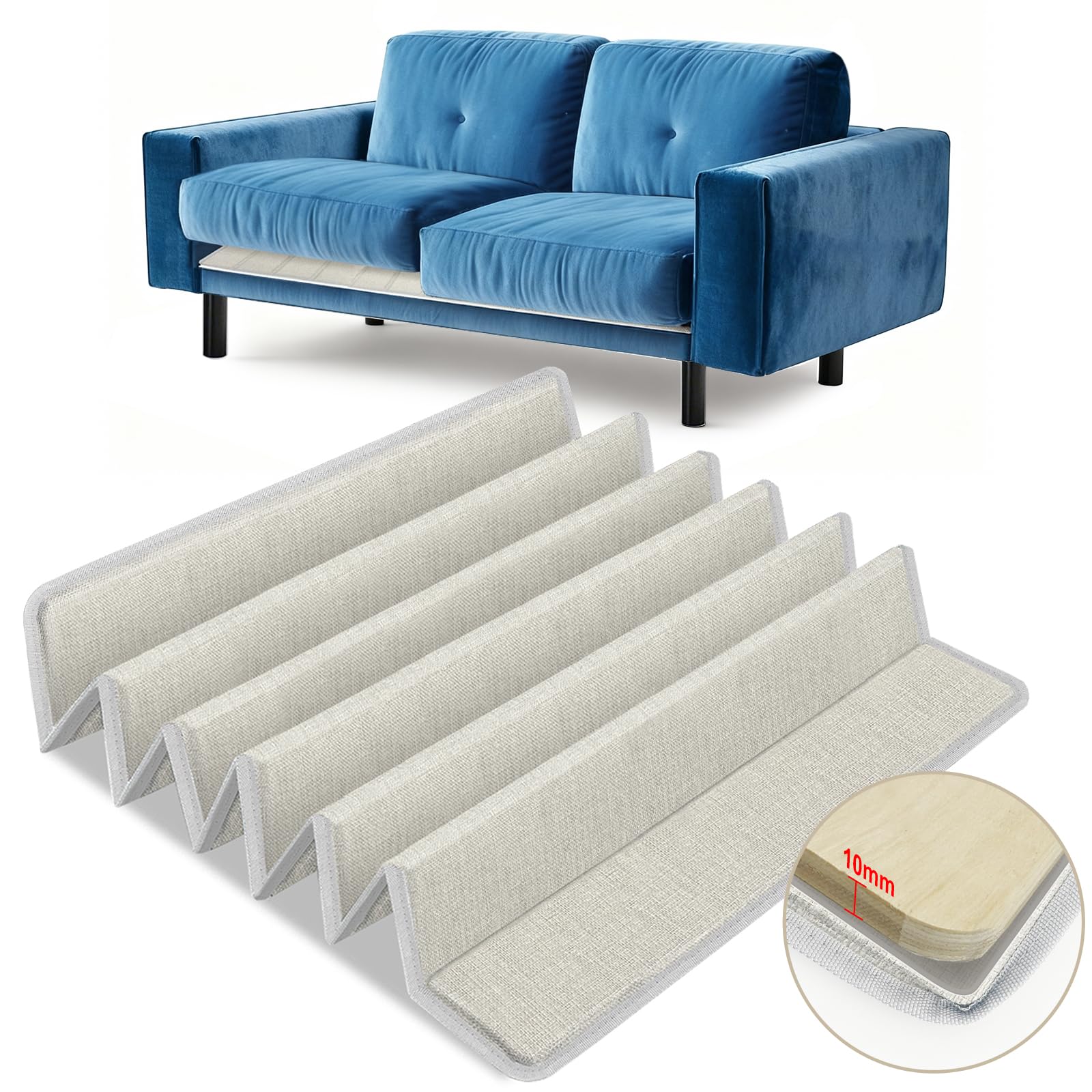 Cojín de sofá para asientos de 2 plazas (60 x 137 cm), tablas de apoyo de madera para sofá de 2 plazas con esquinas redondeadas extra gruesas (beige)