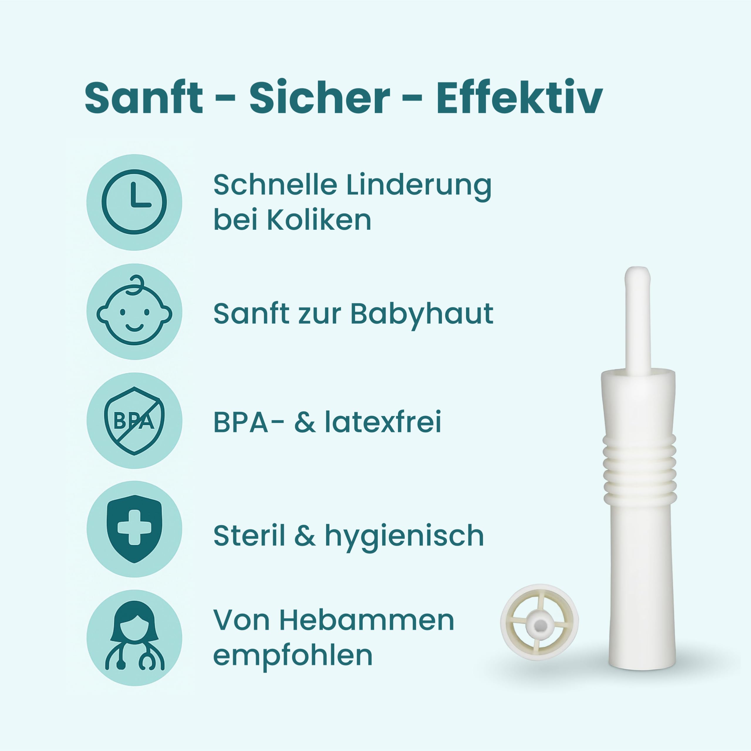 FUCHSI Tubicini Antigas per Neonati (10 pezzi) – Sollievo efficace per i neonati con gas | Completamente senza farmaci | Sollievo delicato per coliche e gonfiore nei Tubicini antigas per neo