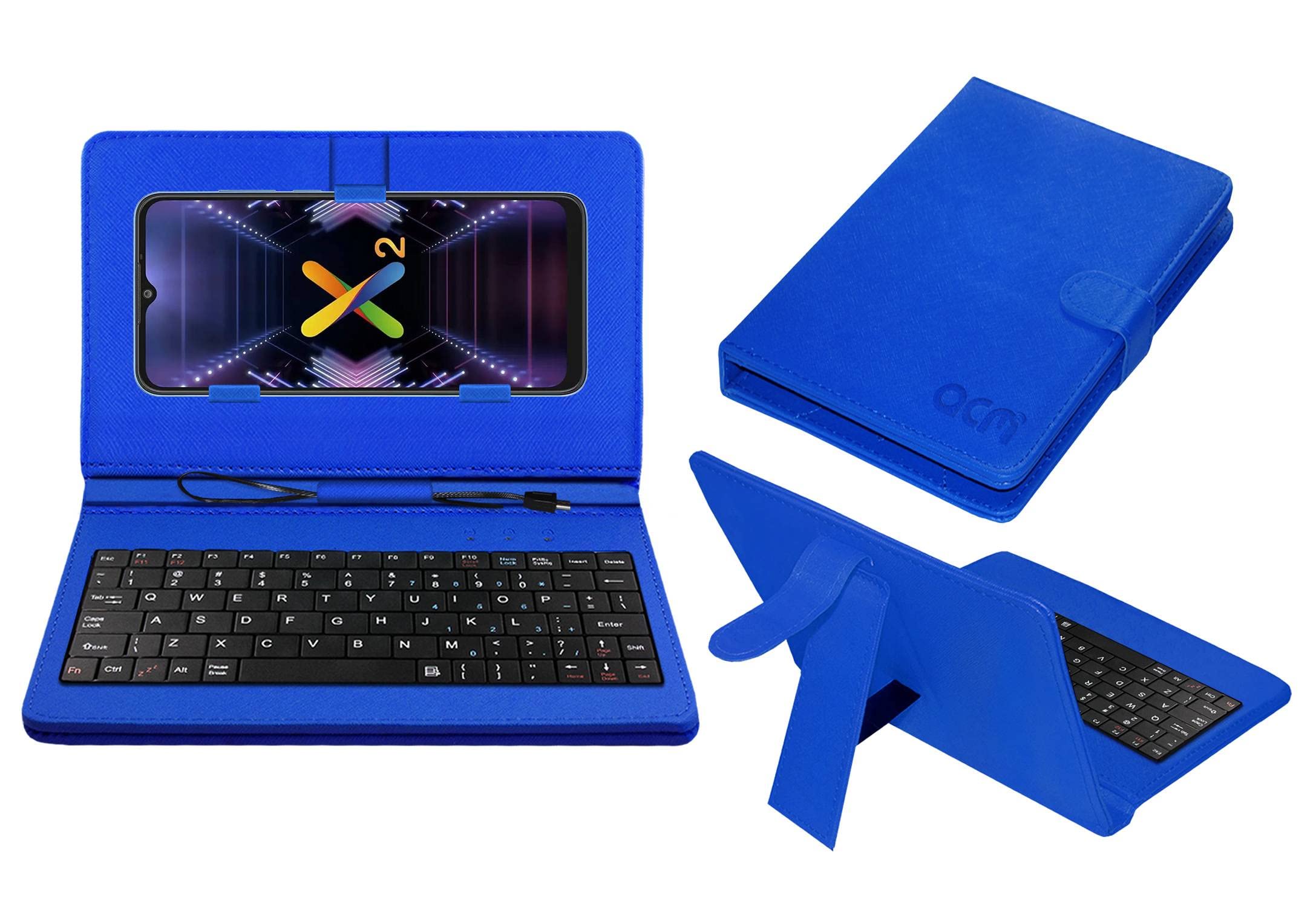 ACM Keyboard Case Compatible with Wescon X2 Mobile Flip Cover Stand Direct Plug & Play Device for Study & Gaming Blue