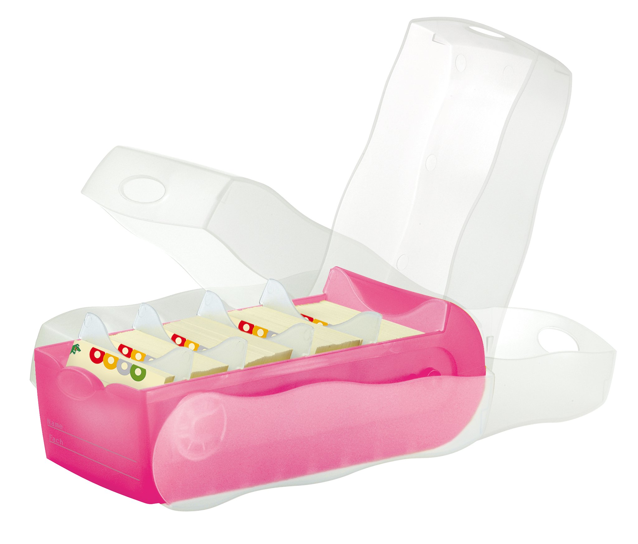 Han Croco 997-663 - Caja para archivar fichas (capacidad para 900 fichas DIN A7, polipropileno, 121 x 85 x 246 mm, color rosa transparente