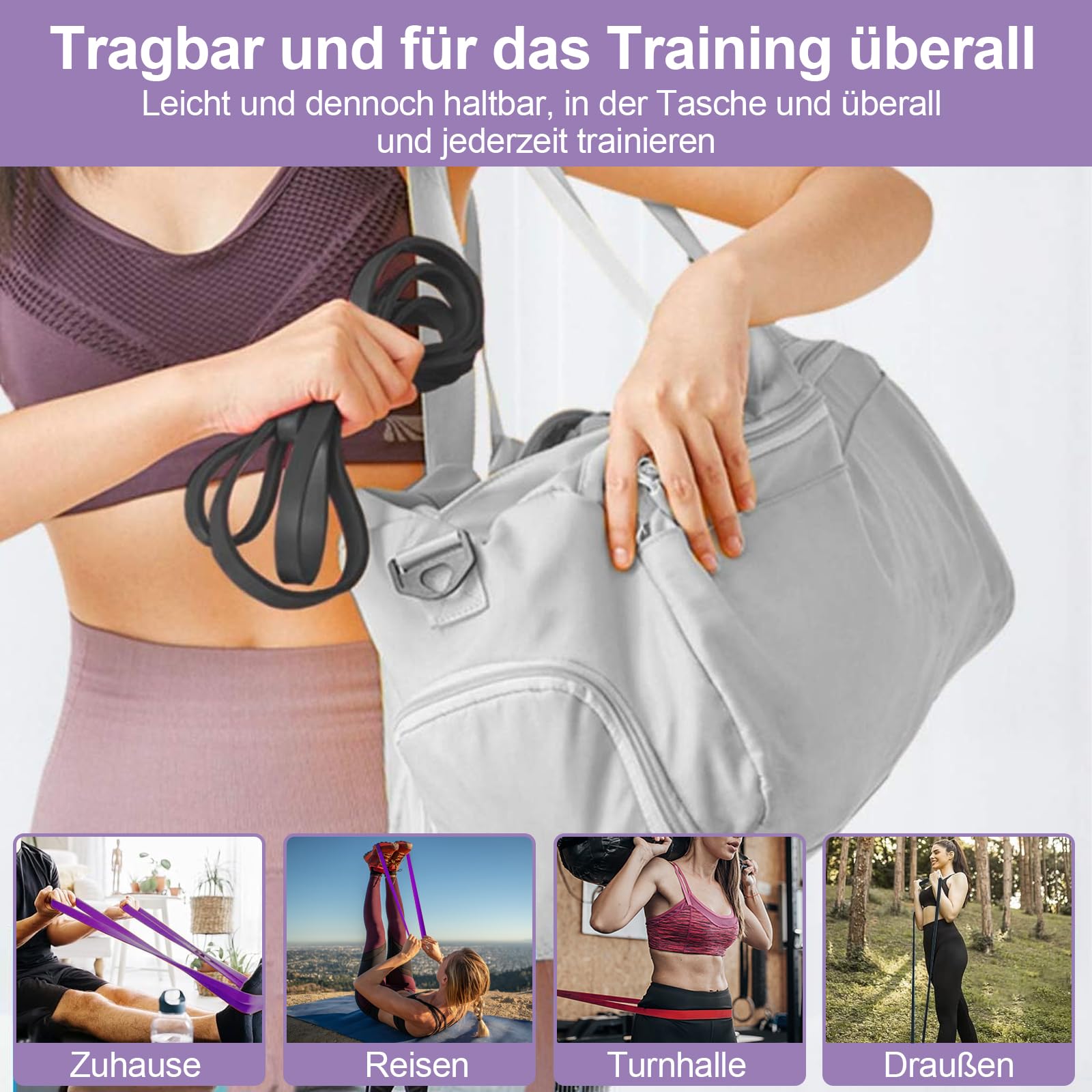 Swetfela 3 élastiques De Musculation – Latex Naturel, Niveaux De Résistance Couleurs, Avec Ancrage Porte