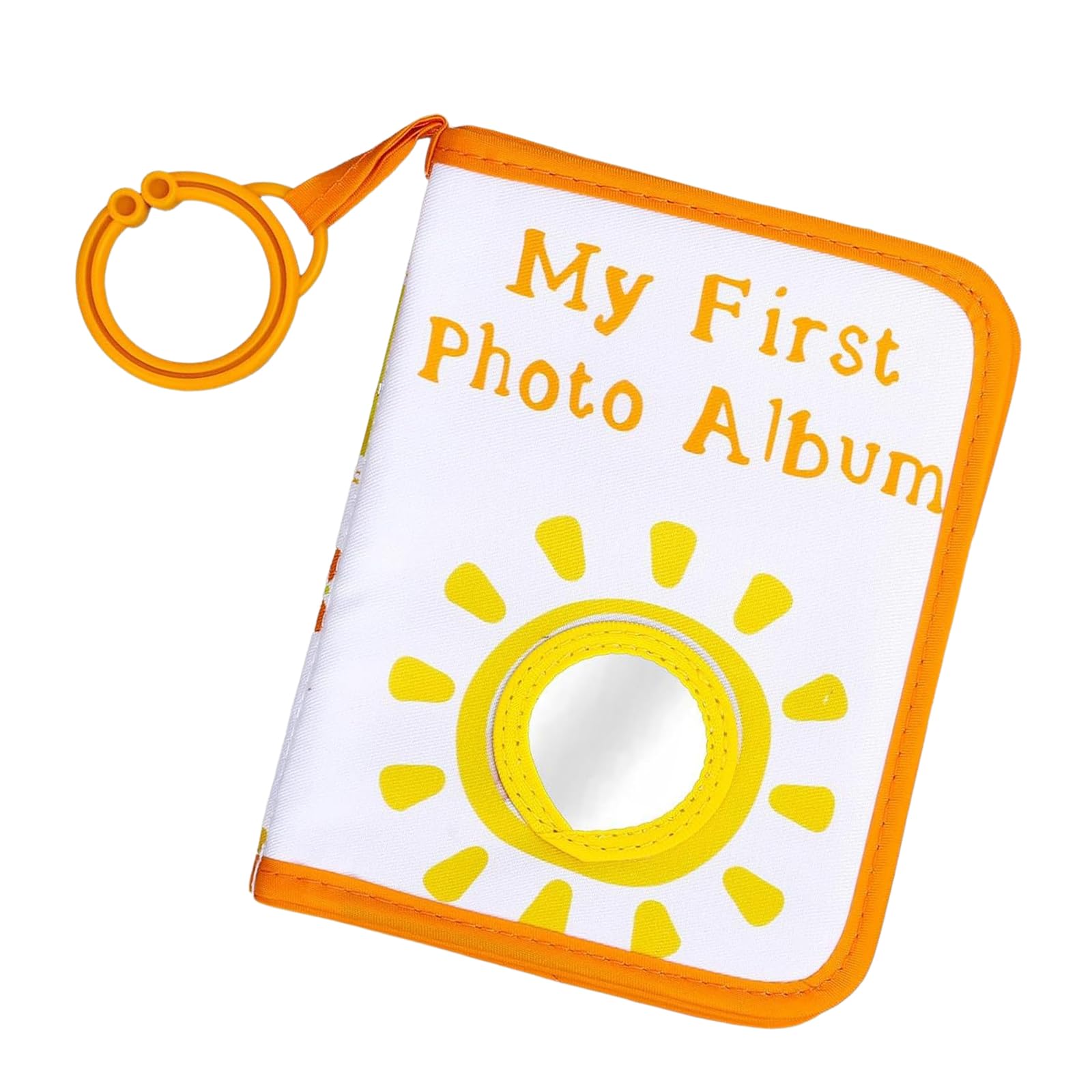 Culinavog Baby Photo Album, Soft Cloth Baby Album, My First Family Album for Newborns, Sun baby Memory Book, Memory Book Holds 8PCS 4X6" Pictures Infant Photo Book with Grip Handle – Orange