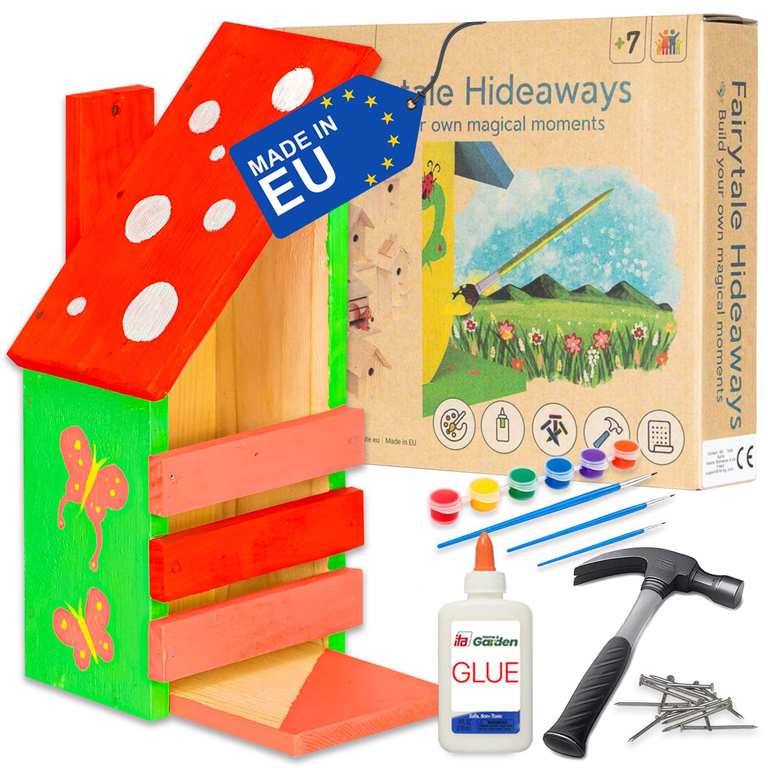 ITA DIY Mangeoire pour écureuils à assembler et à peindre NuttyNibble 10x18,5x31 cm - Kit de construction et de peinture pour enfants - Kit de bricolage pour garçons et filles