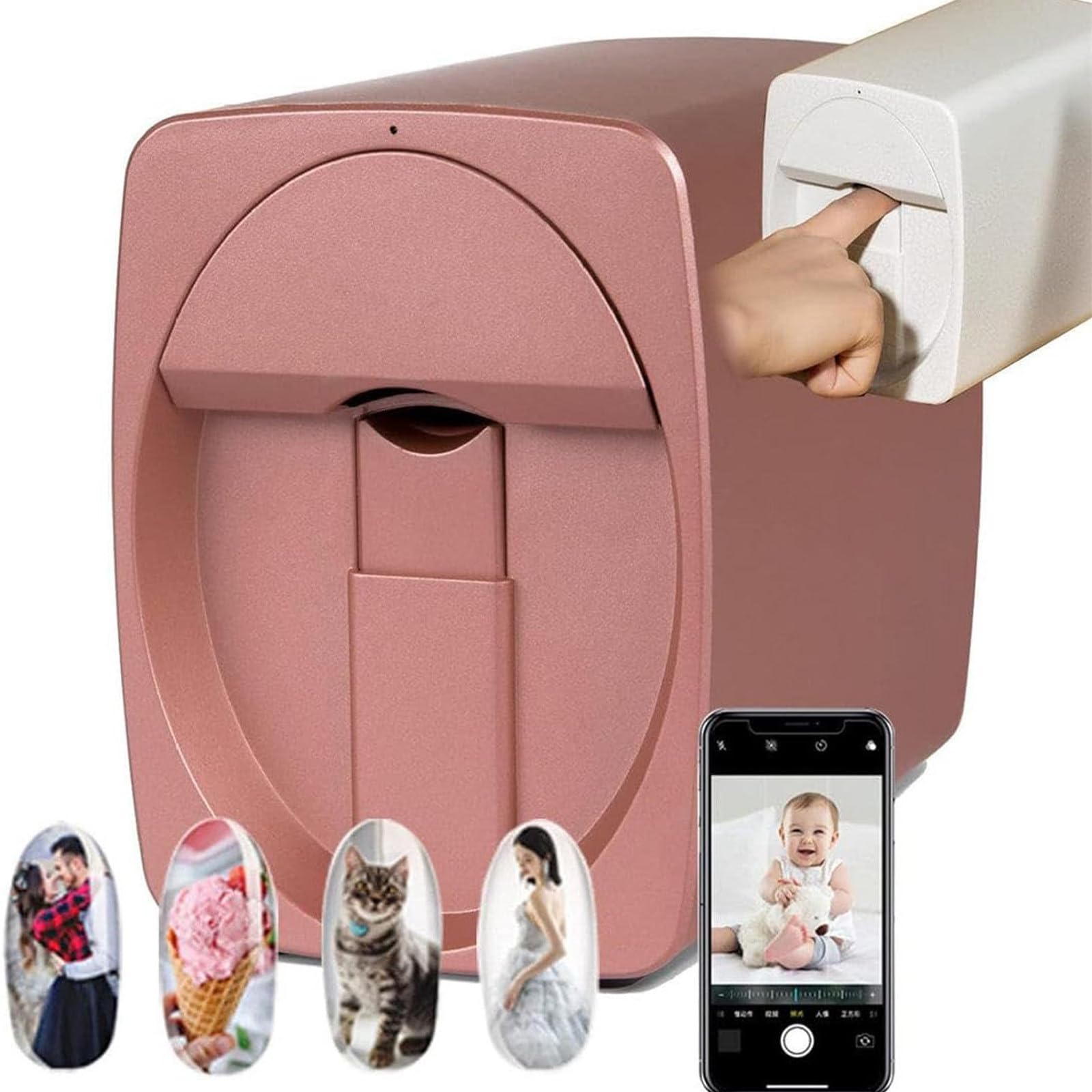 Drukarka Do Zdobienia Paznokci, Maszyna Do Malowania Paznokci 3D, Przenośna Cyfrowa Mobilna Drukarka Artystyczna, Obsługa Wifi/DIY, Profesjonalny Sprzęt Do Pielęgnacji Ciała RoseGold