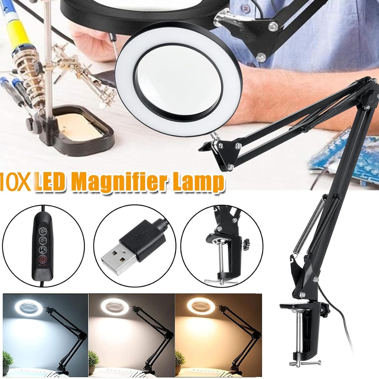 Loeplamp MAUL Viso LED met voet zwart - Kantoor Kompleet