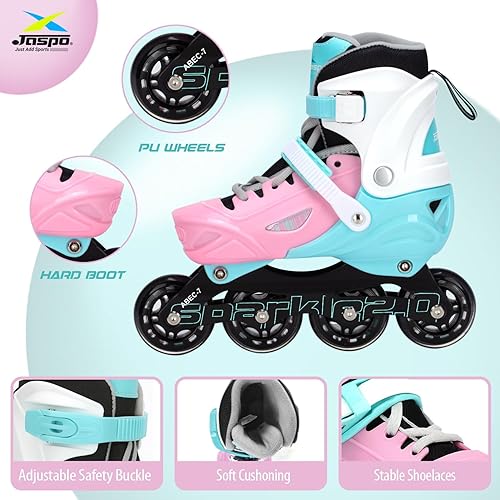 Miniatura 2 de Jaspo Sparkle 2.0 - Patines en línea/cuádruples convertibles y ajustables, diseño 2 en 1, chasis de aluminio, ruedas de poliuretano 85A de 2.756 in