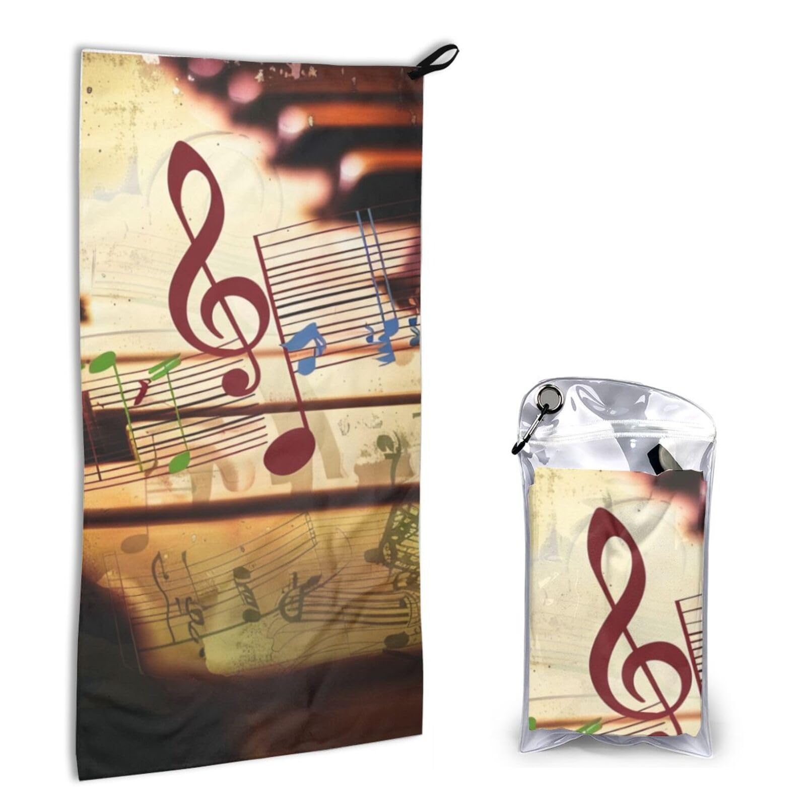 BWWHCCTI Quick Dry Hand Towel With Bag - music Printed Super Absorbent Face Cloth Microfiber Travel Sports Towels 40x80cm