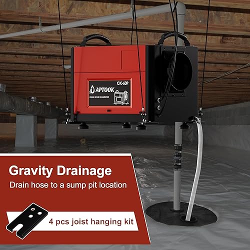 Miniatura 4 de Deshumidificador comercial de 110 pintas con manguera de drenaje, deshumidificador de espacio de arrastre para restauración de daños por agua,