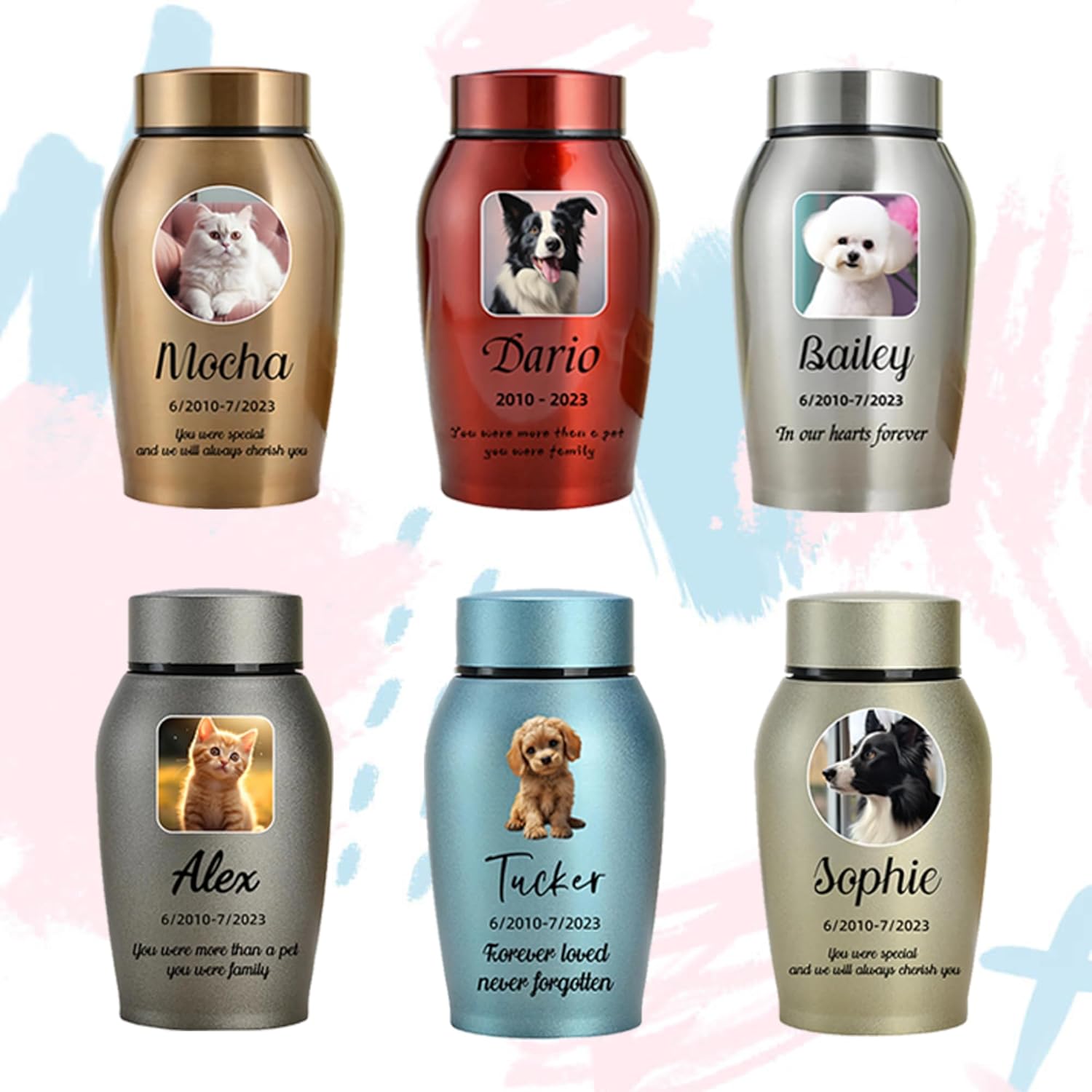 Custom Dog and Cat Urns for Ashes，Personalized Memorials Pet Urn for Ashes ，Custom Pet Name and Photo for Cremation Urns (Cut to Your Pet's Outline)