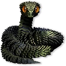 3D Printed Articulated Snake Toy - Crystal Dragon Collectible for Home and Office Decoration in Black and Gold, 30cm