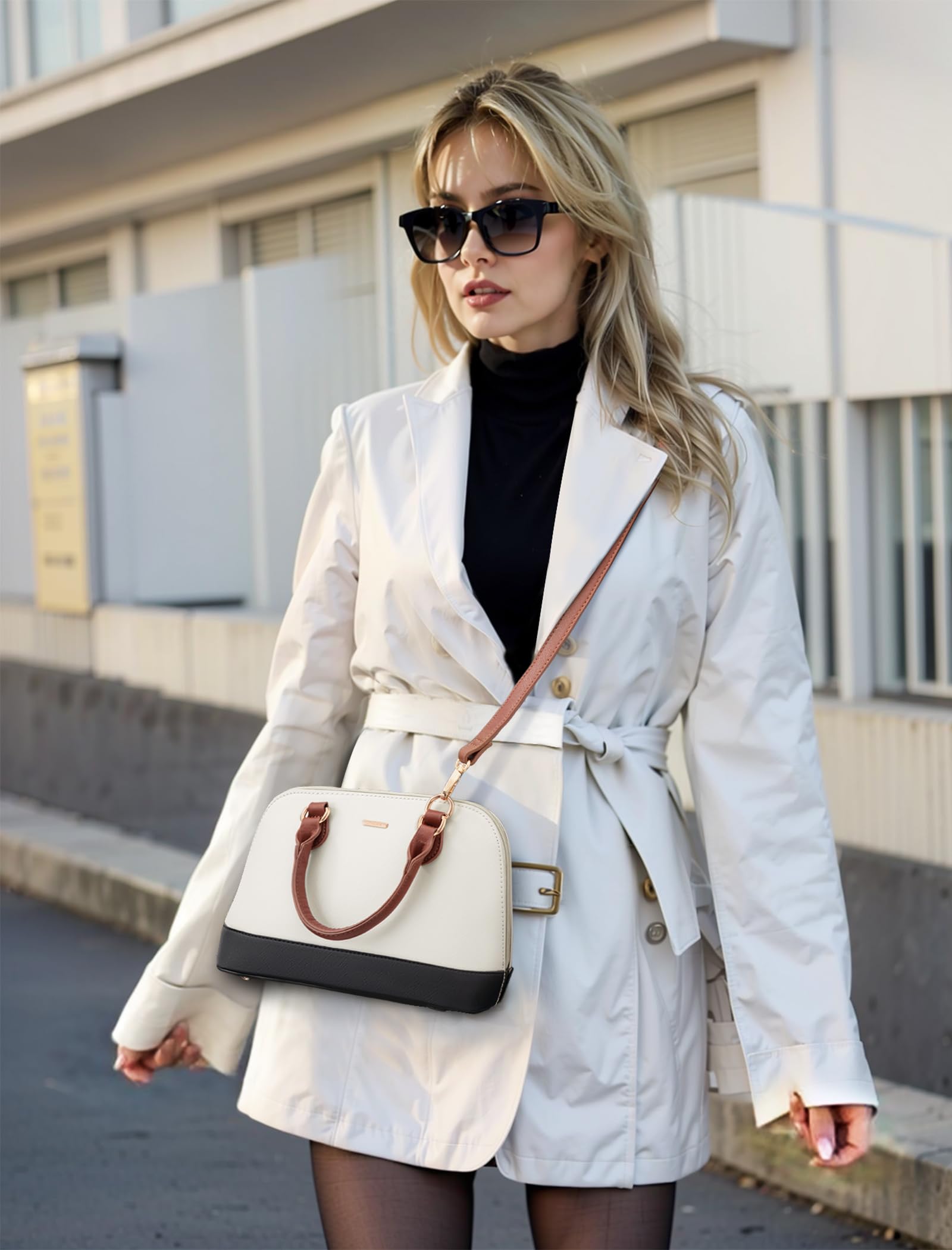 LOVEVOOK Small Purse Crossbody Bags for Women Fashion Satchael for Dating Travel Casual,Black/Beige/Brown