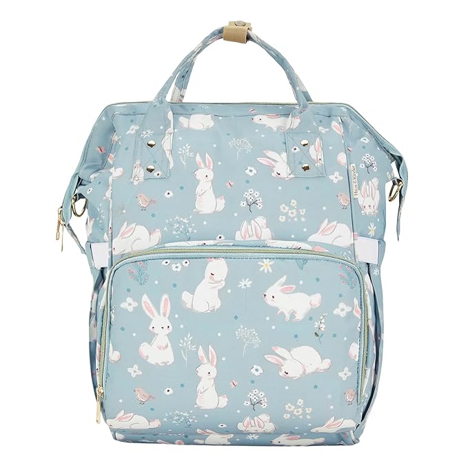 Haus and Kinder Baby Diaper Bag with Changing Mat | Travel Friendly Multifunctional Insulated Pockets, Adjustable Straps Fashion Bagpacks