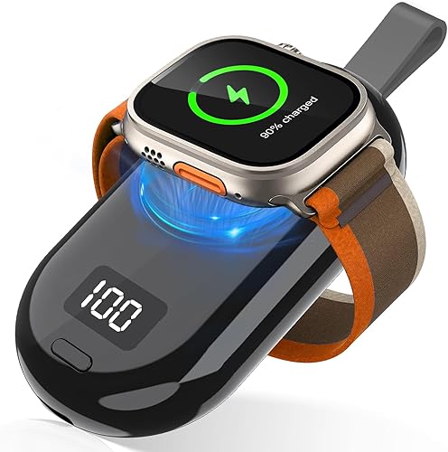 Miniatura 2 de Cargador portátil para Apple Watch, color negro y rosa, compatible con todas las series de Apple Watch 987654Ultra