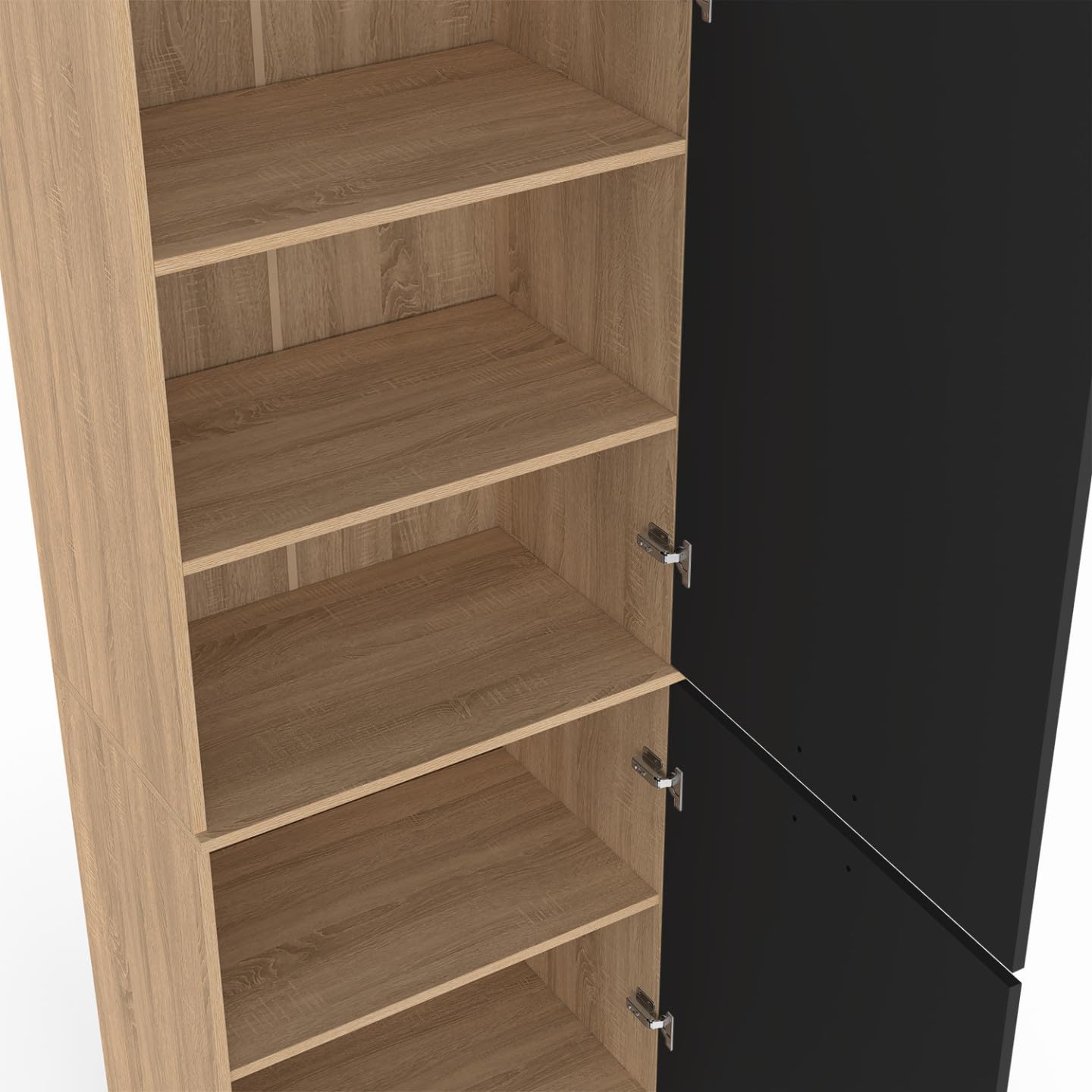 IDMarket - Colonne de Cuisine 60 cm CINA 2 Portes façon hêtre et Noir