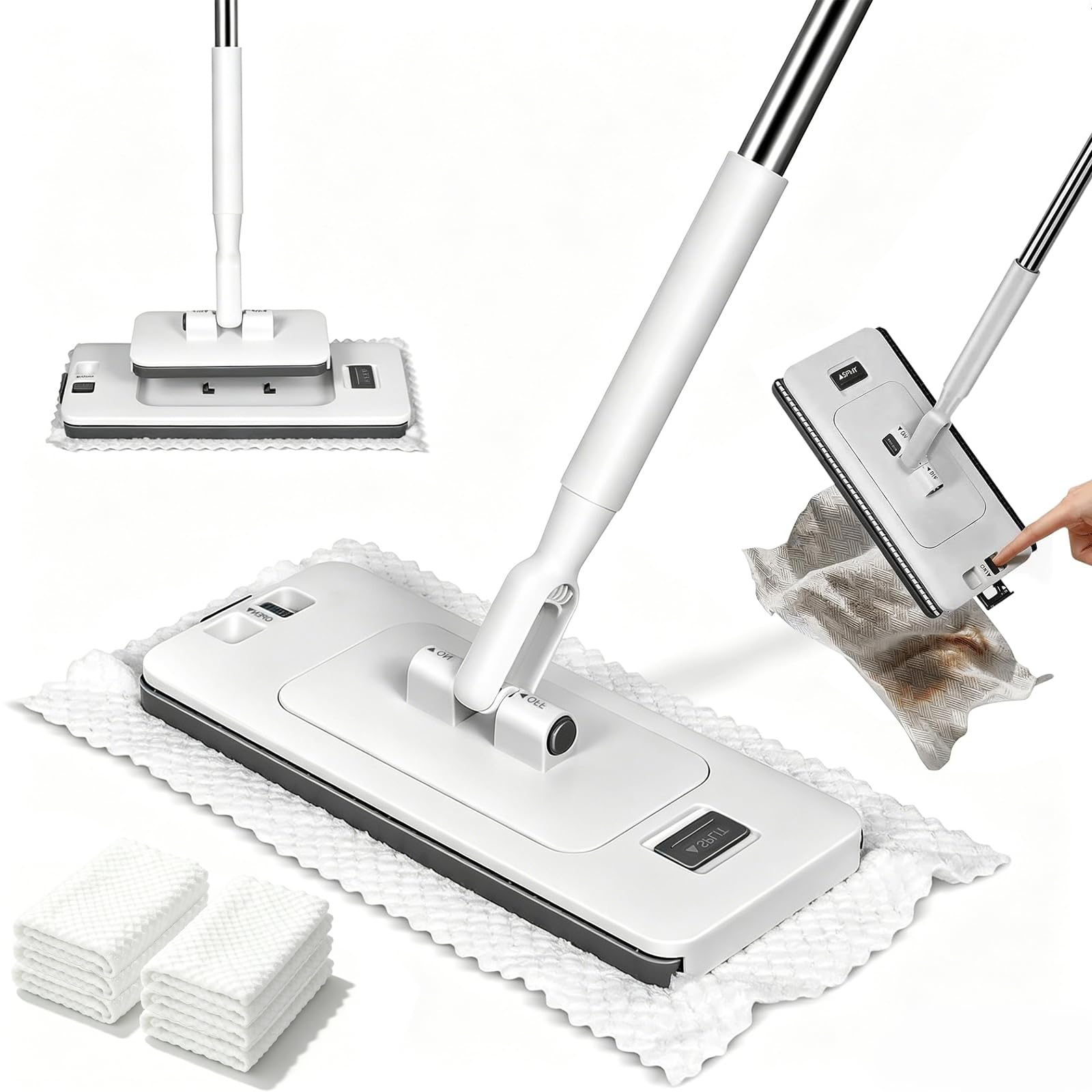 Mop z systemem zacisków ciśnieniowych 120 cm 2 w 1 bezdotykowy mop podłogowy płynnie działający system zacisków zatrzaskowych nadaje się do czyszczenia różnych powierzchni, w tym podłóg