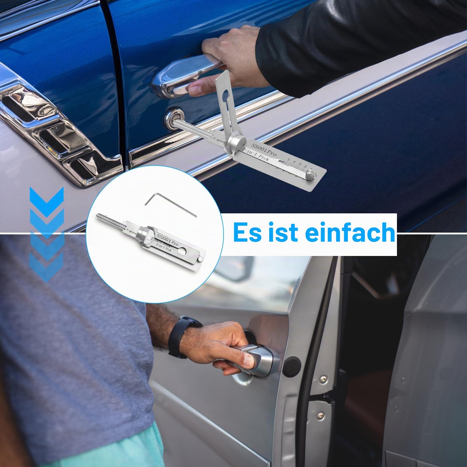 2-in-1 Hauptschlüssel-Decoder Aus Edelstahl – Lockpicking & Dekodieren, Für S-Nut-Schlösser, Inkl. Schraubenschlüssel